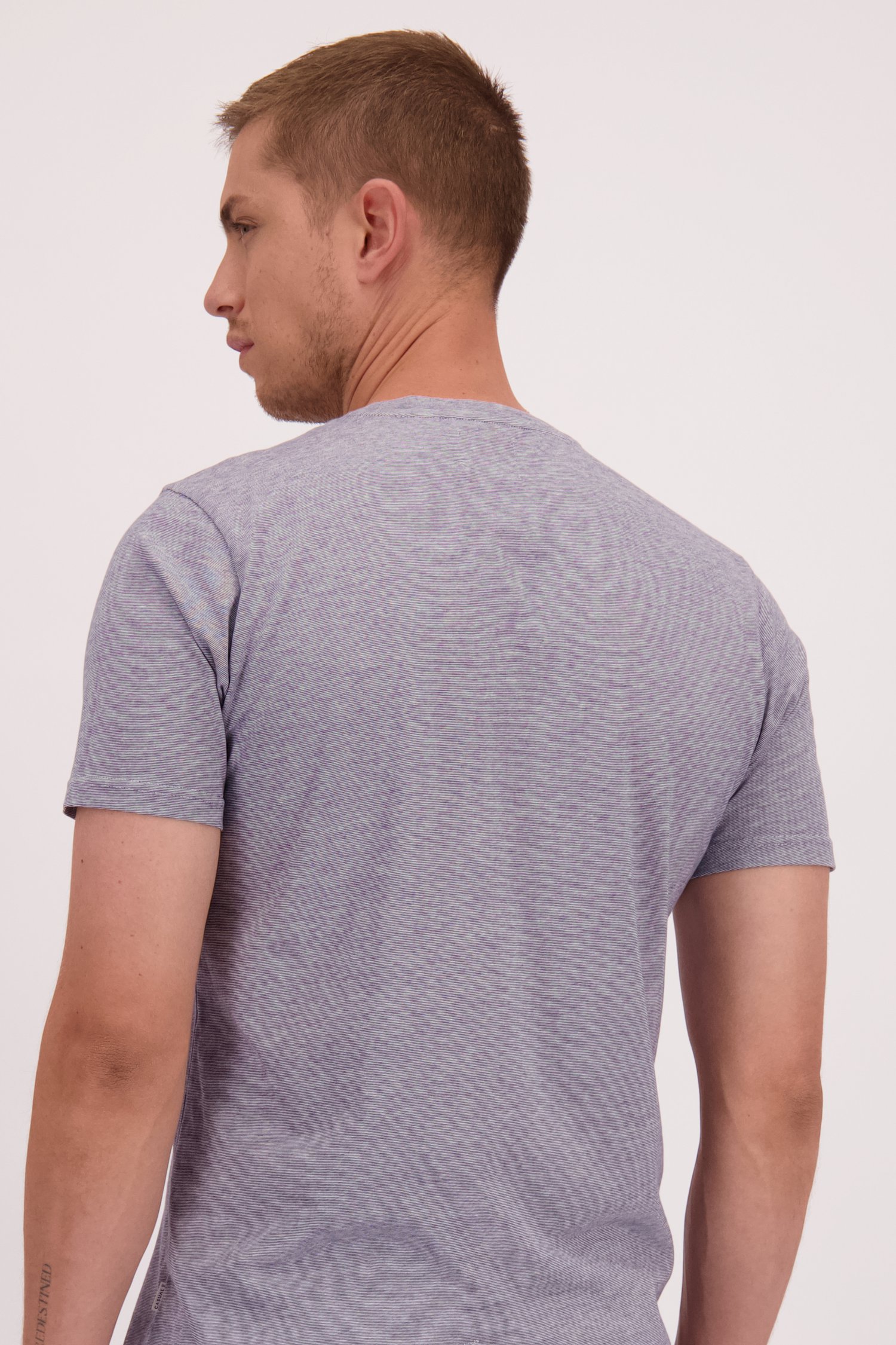 Le dos de T-shirt rayé blanc-bleu de Casual Five pour Hommes