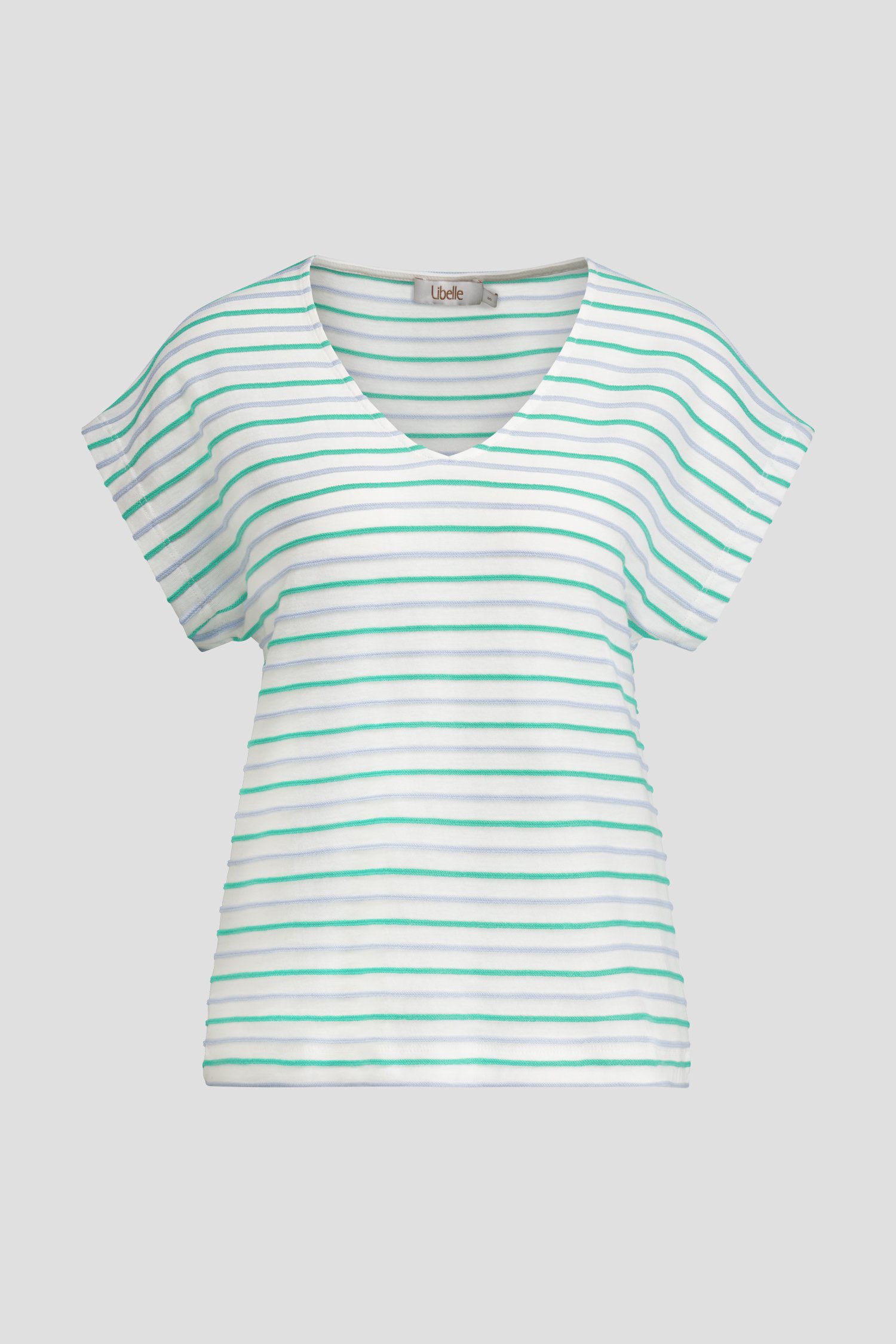Photo produit 1 de T-shirt rayé bleu-vert de Libelle pour Femmes