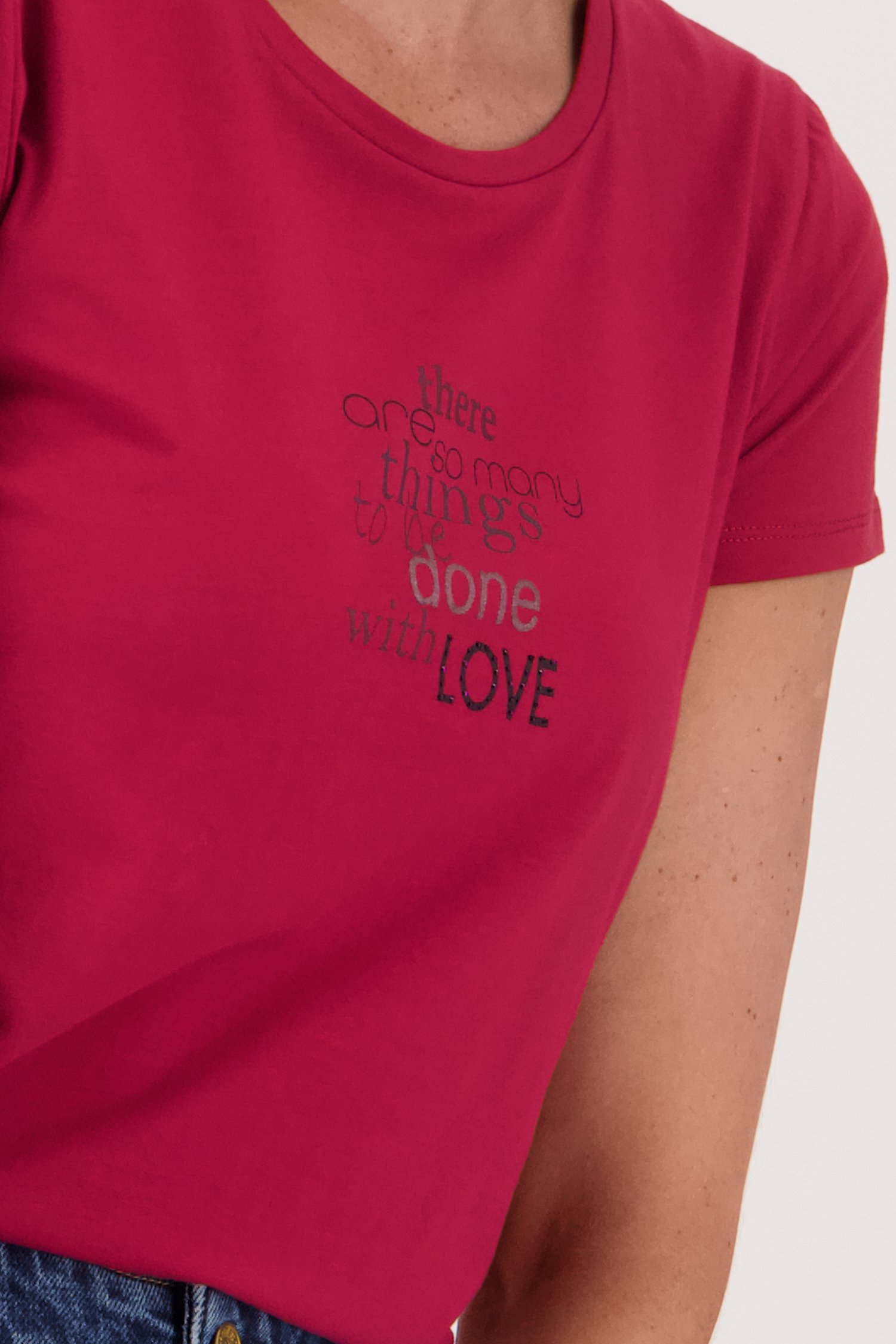 T-shirt rouge avec impression de More & More pour Femmes