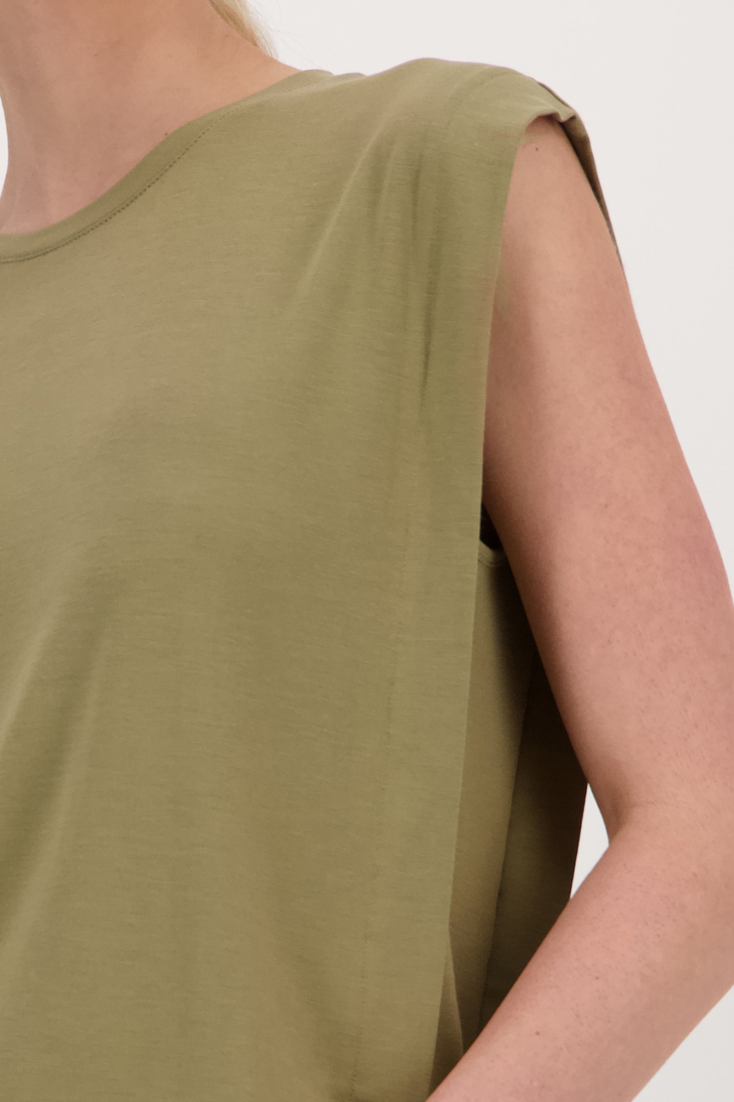 T-shirt sans manches kaki de Liberty Island pour Femmes