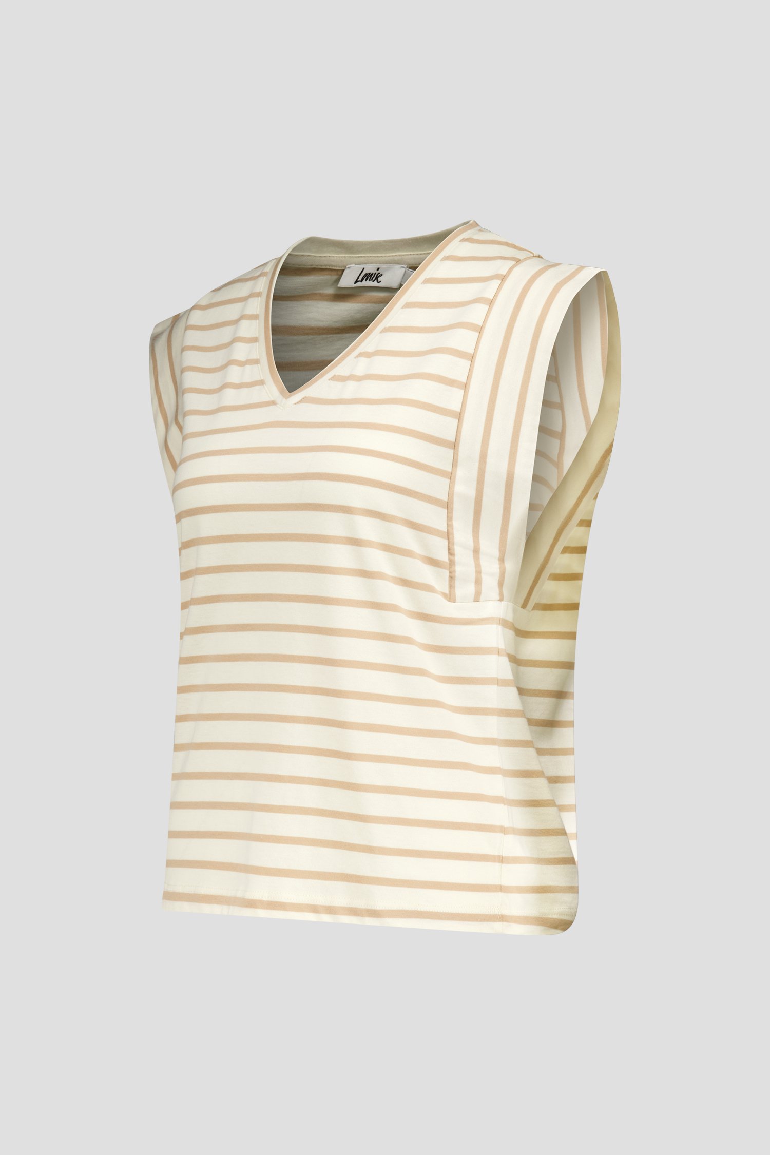 T-shirt sans manches rayé beige de Louise pour Femmes