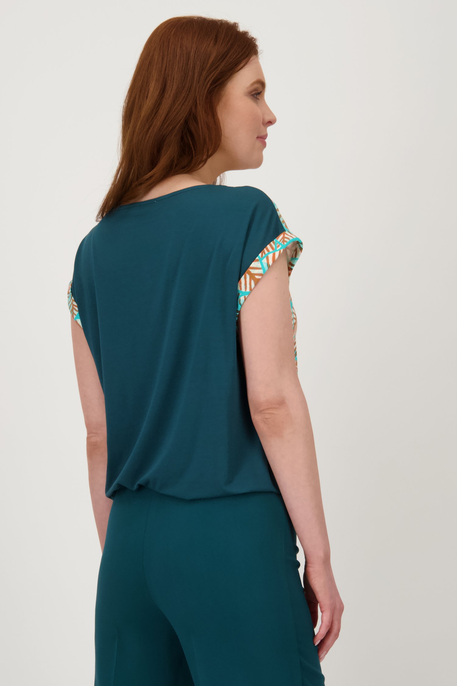 T-shirt turquoise à imprimé géométrique de Libelle pour Femmes
