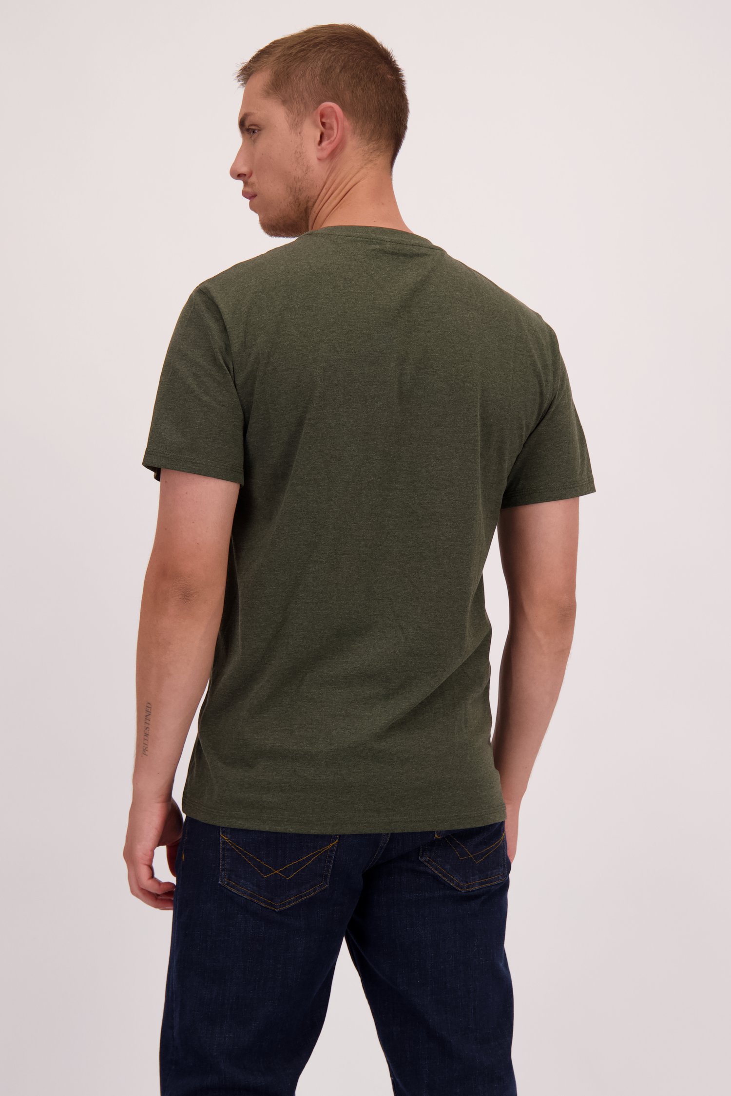 Le dos de T-shirt vert à col rond de Only & Sons pour Hommes