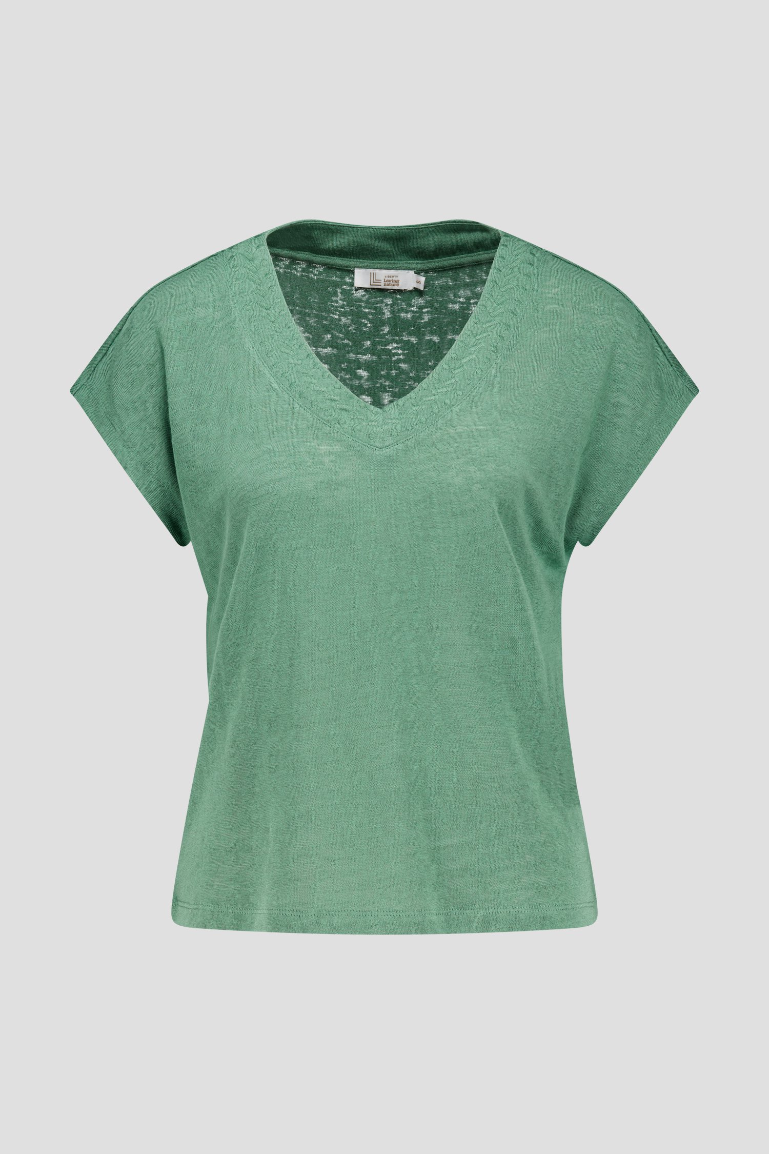 T-shirt vert avec col en V de Liberty Loving nature pour Femmes