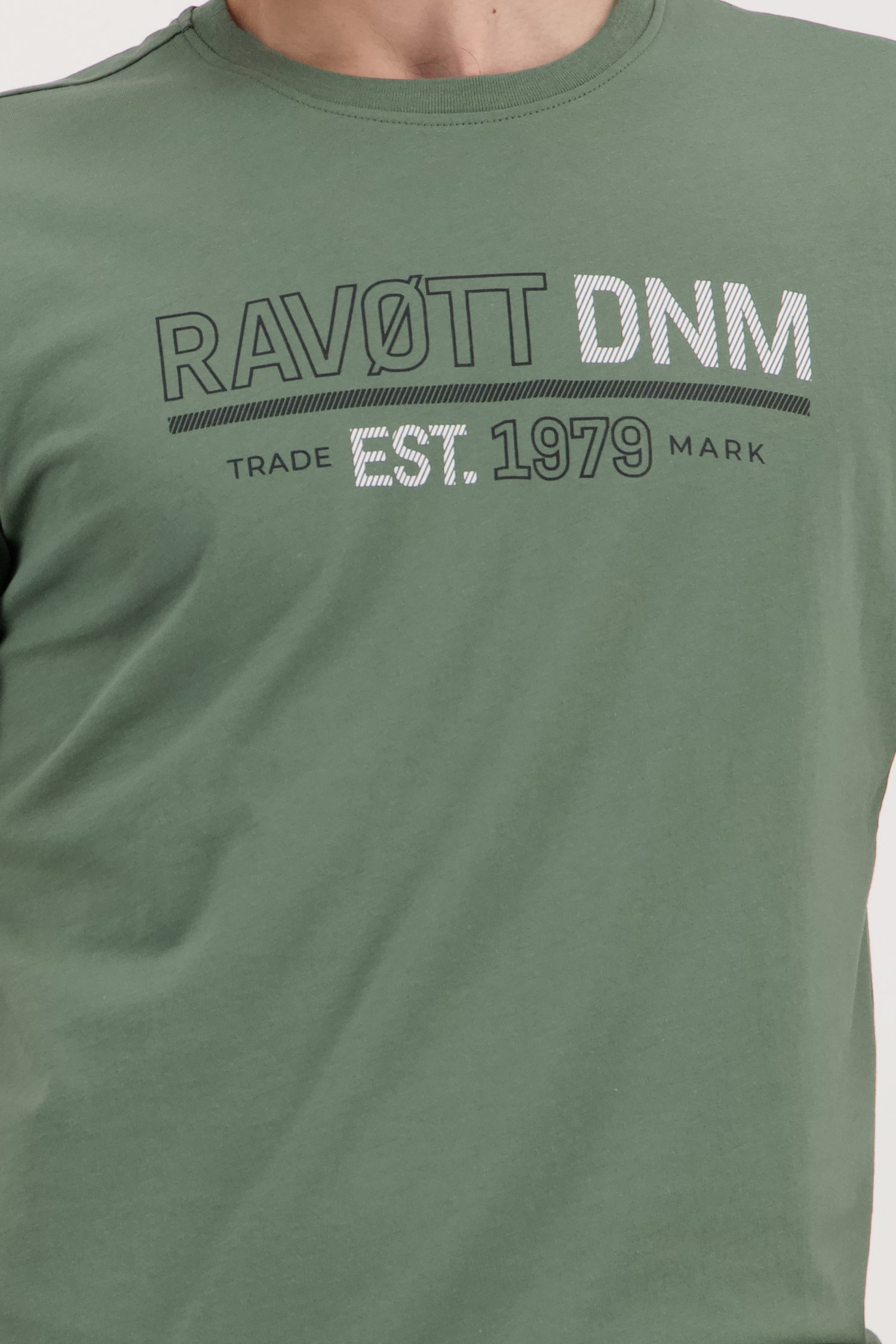 T-shirt vert avec logo imprimé de Ravøtt pour Hommes