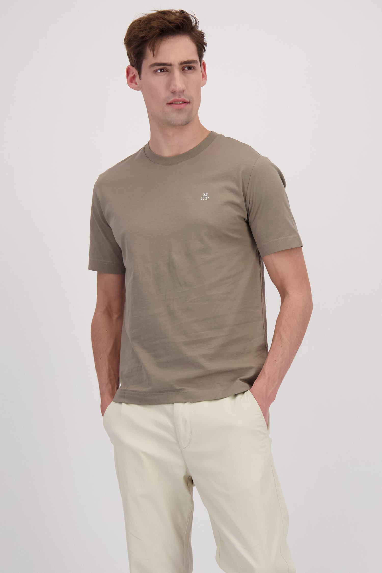 Le devant de T-shirt vert en coton de Marc O'Polo pour Hommes