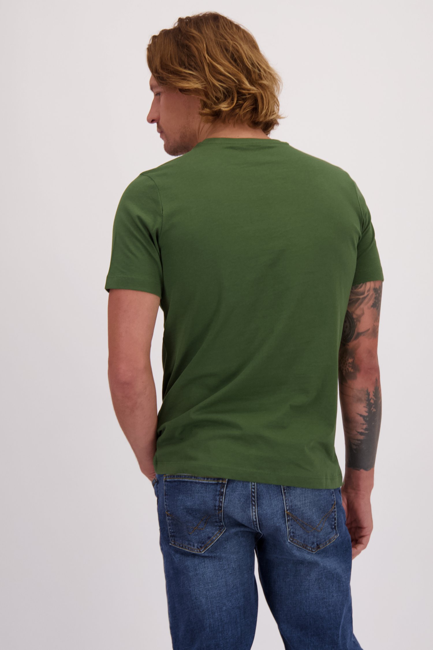 Le dos de T-shirt vert foncé à col rond de Liberty Island pour Hommes