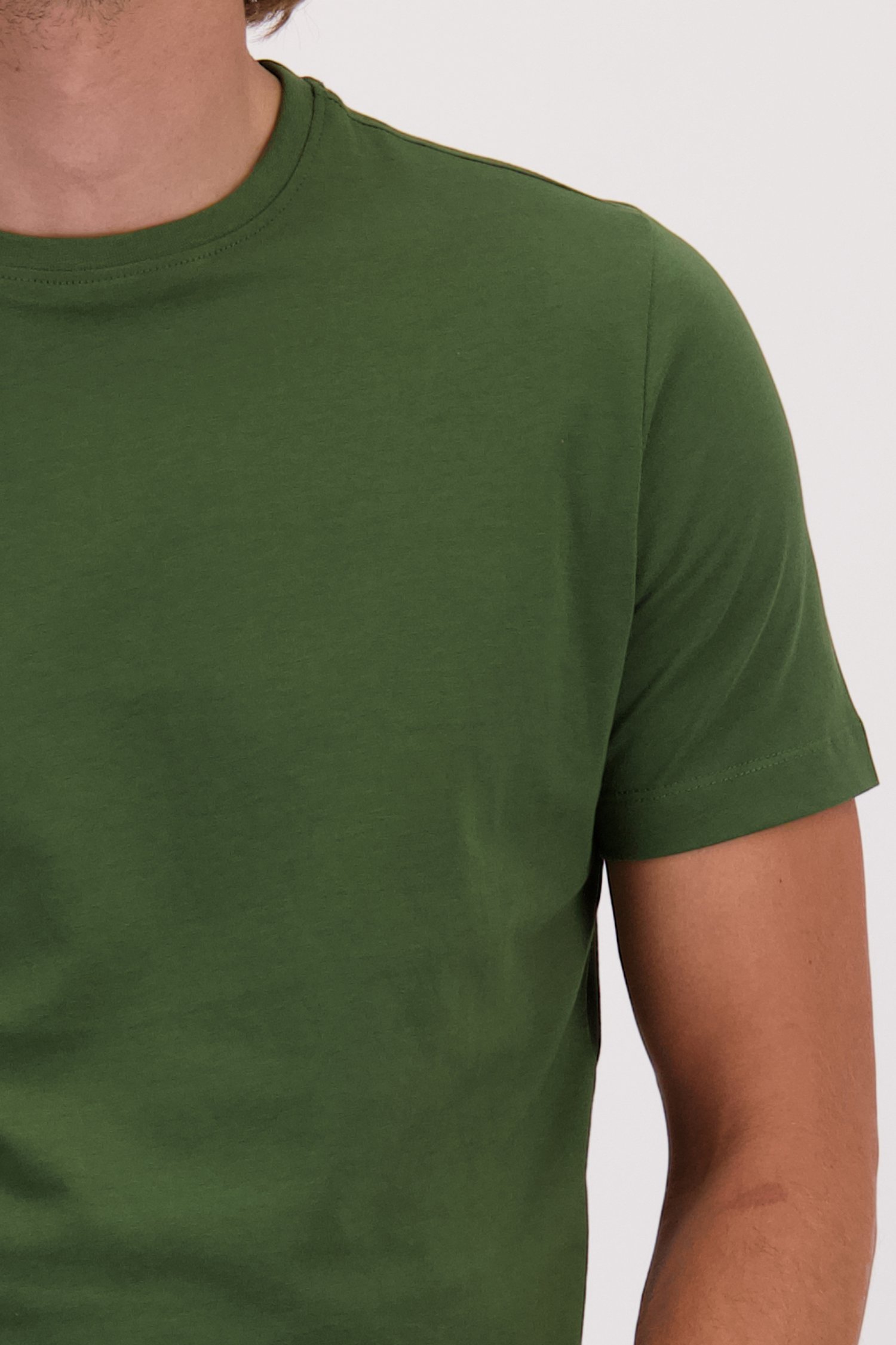 Détail de T-shirt vert foncé à col rond de Liberty Island pour Hommes