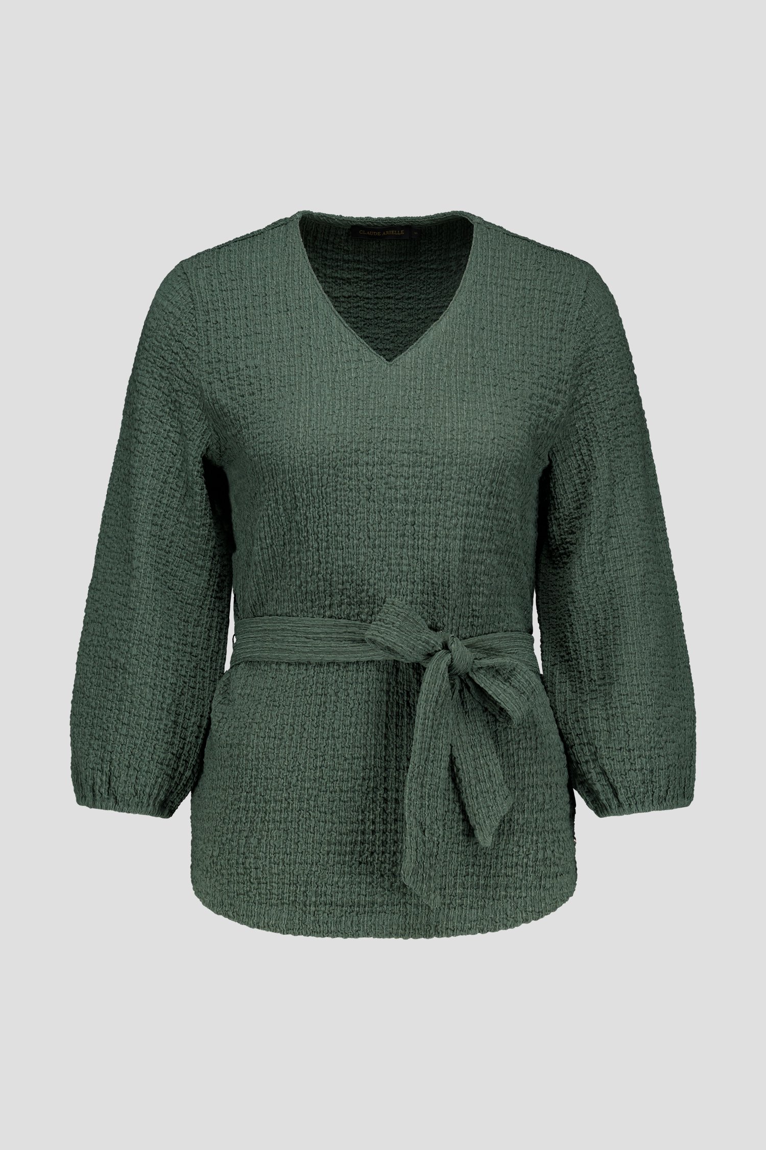 T-shirt vert olive en tissu texturé de Claude Arielle pour Femmes