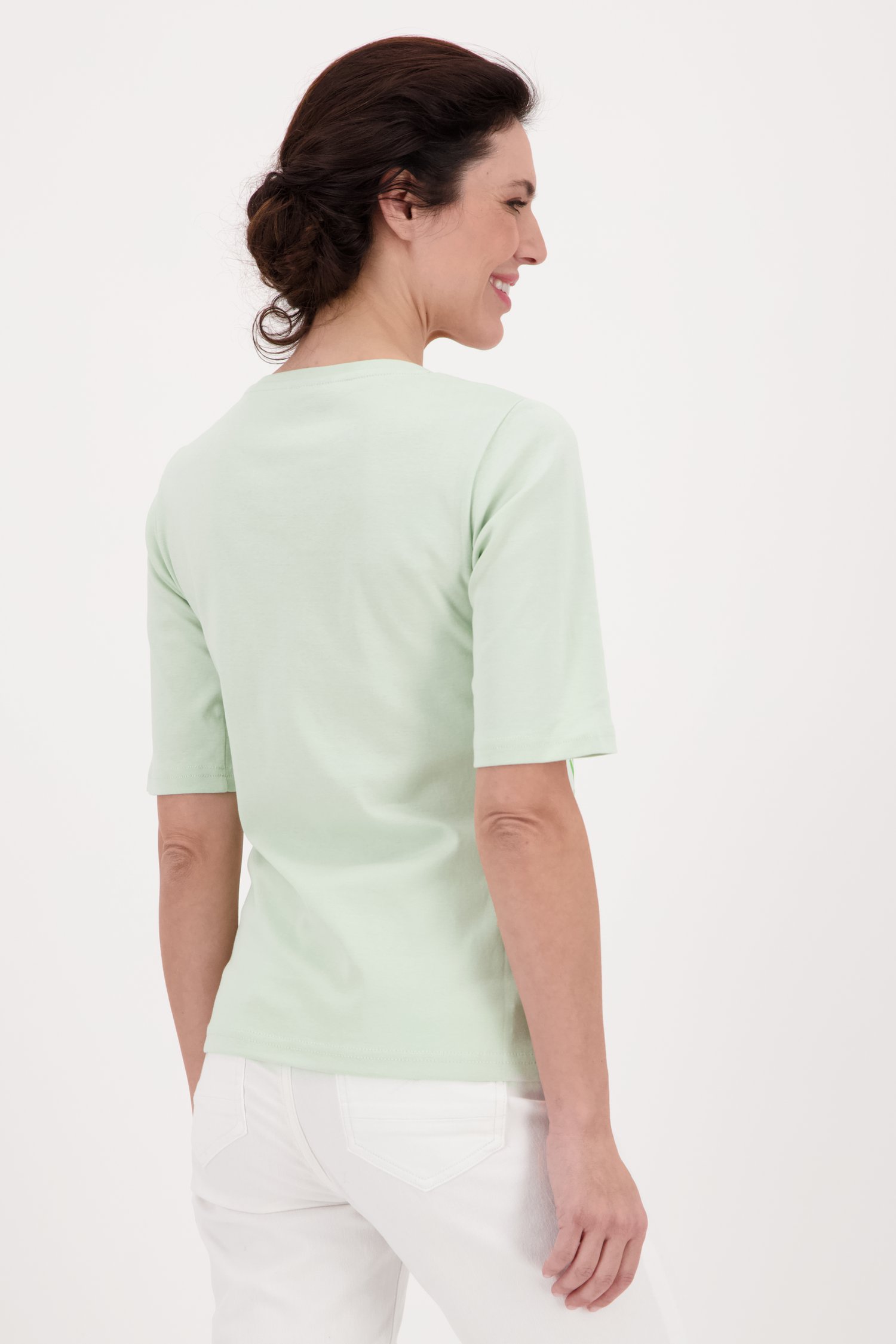 T-shirt vert pastel avec imprimé de Signature pour Femmes