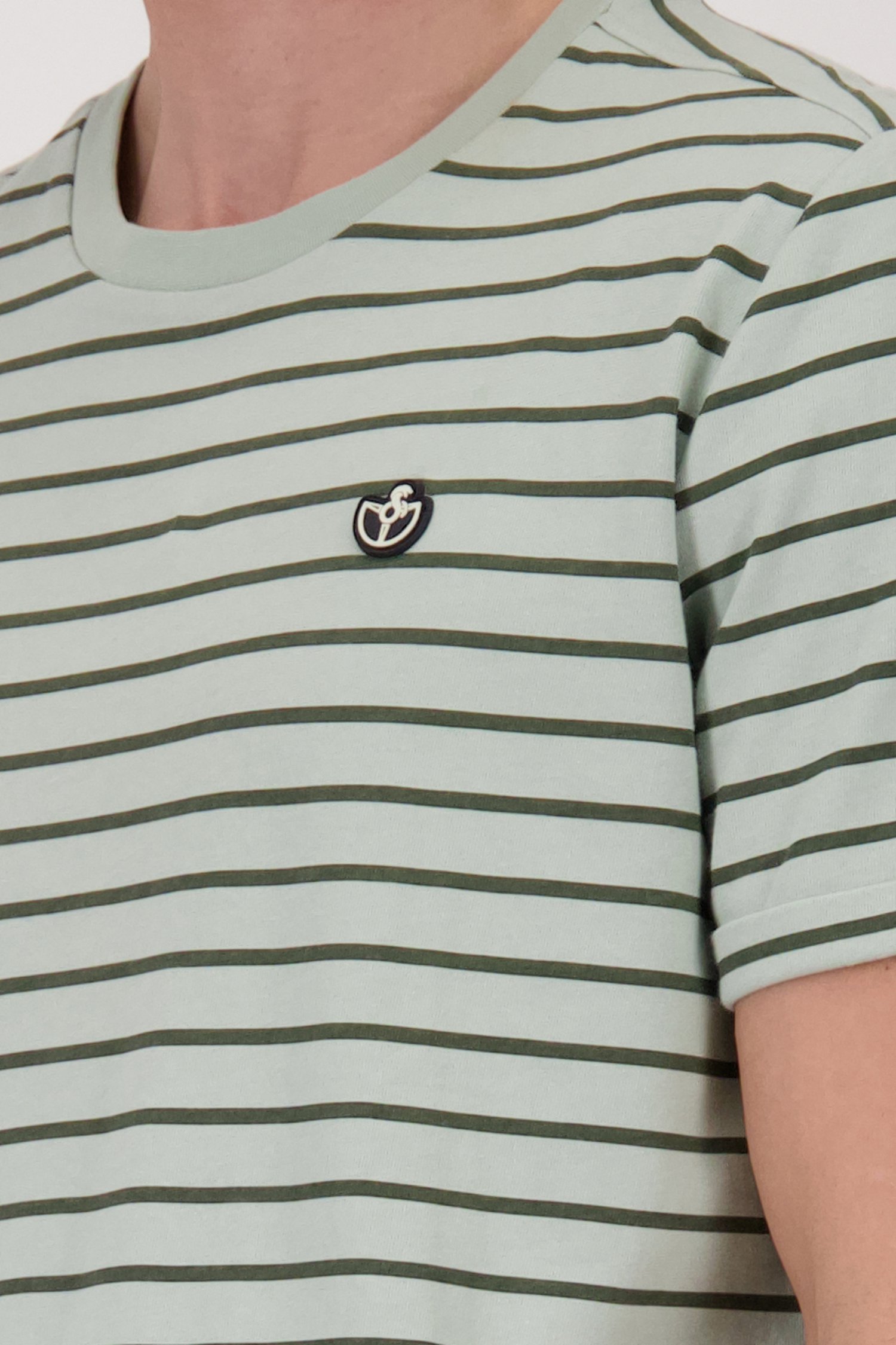 T-shirt vert rayé à col rond de Bluefields pour Hommes