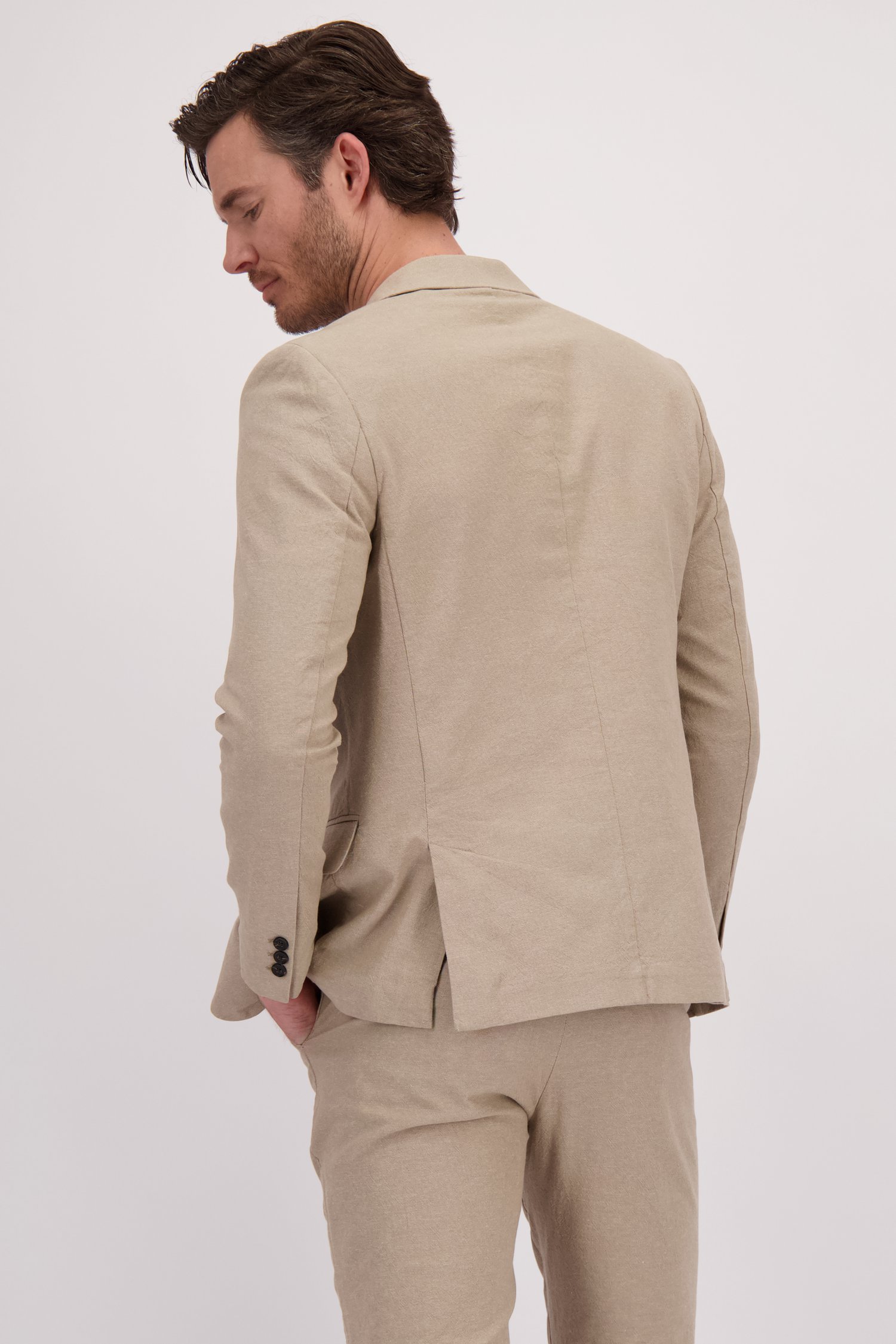 Taupe kostuumvest met linnen van ONLY & SONS voor Heren