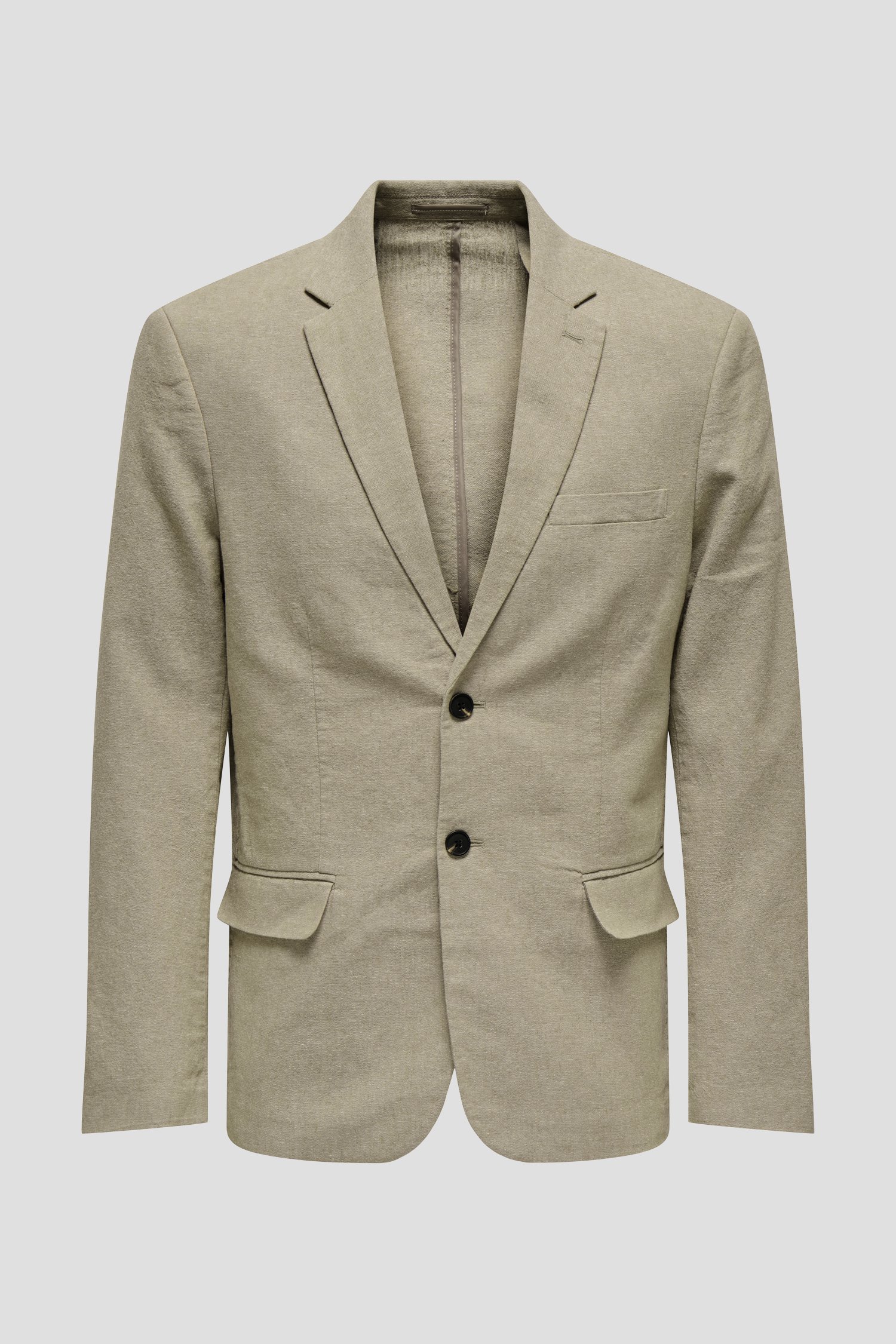 Taupe kostuumvest met linnen van ONLY & SONS voor Heren