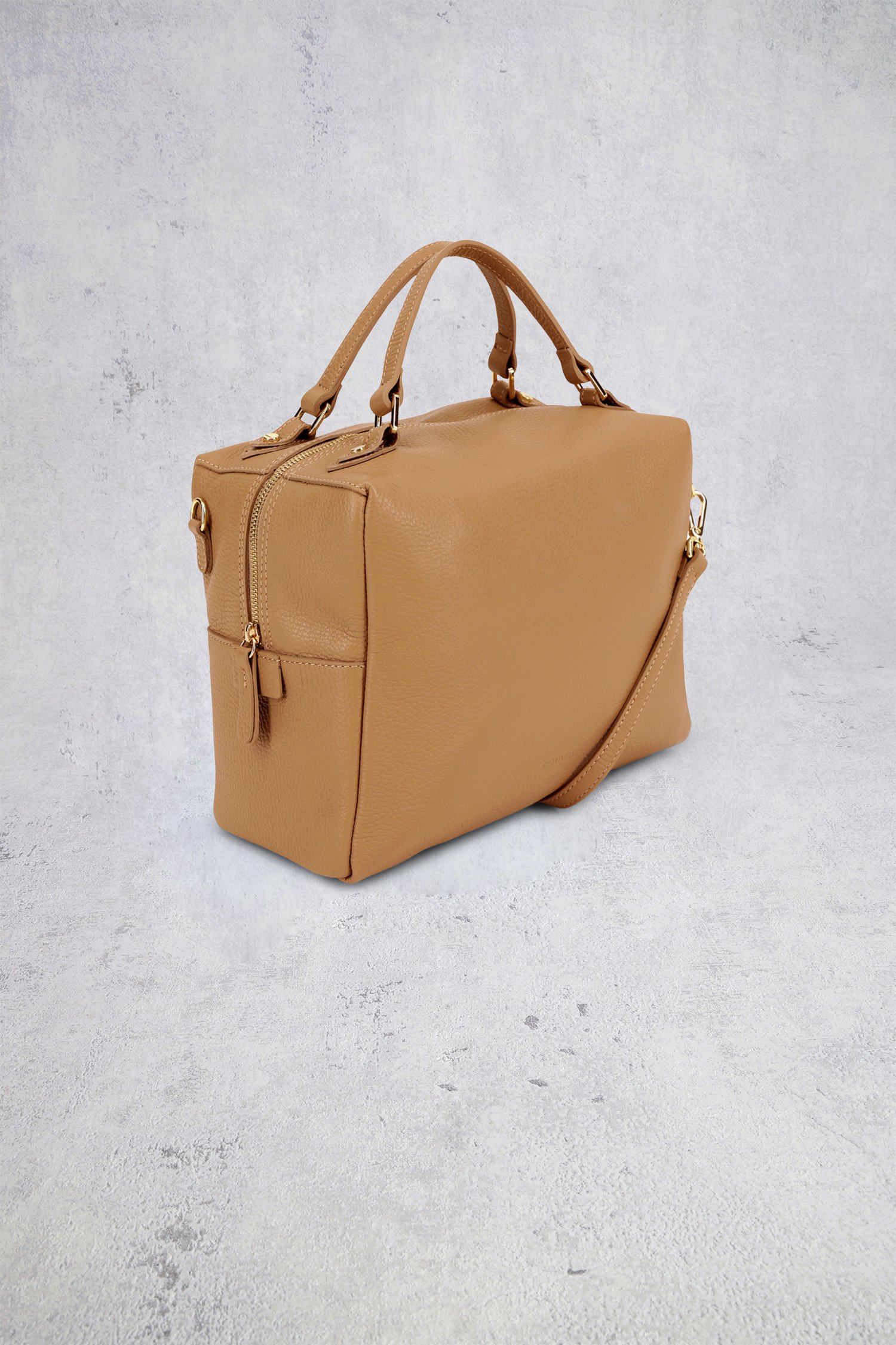 Extra foto 1 van Taupe lederen handtas door D'Auvry voor Dames