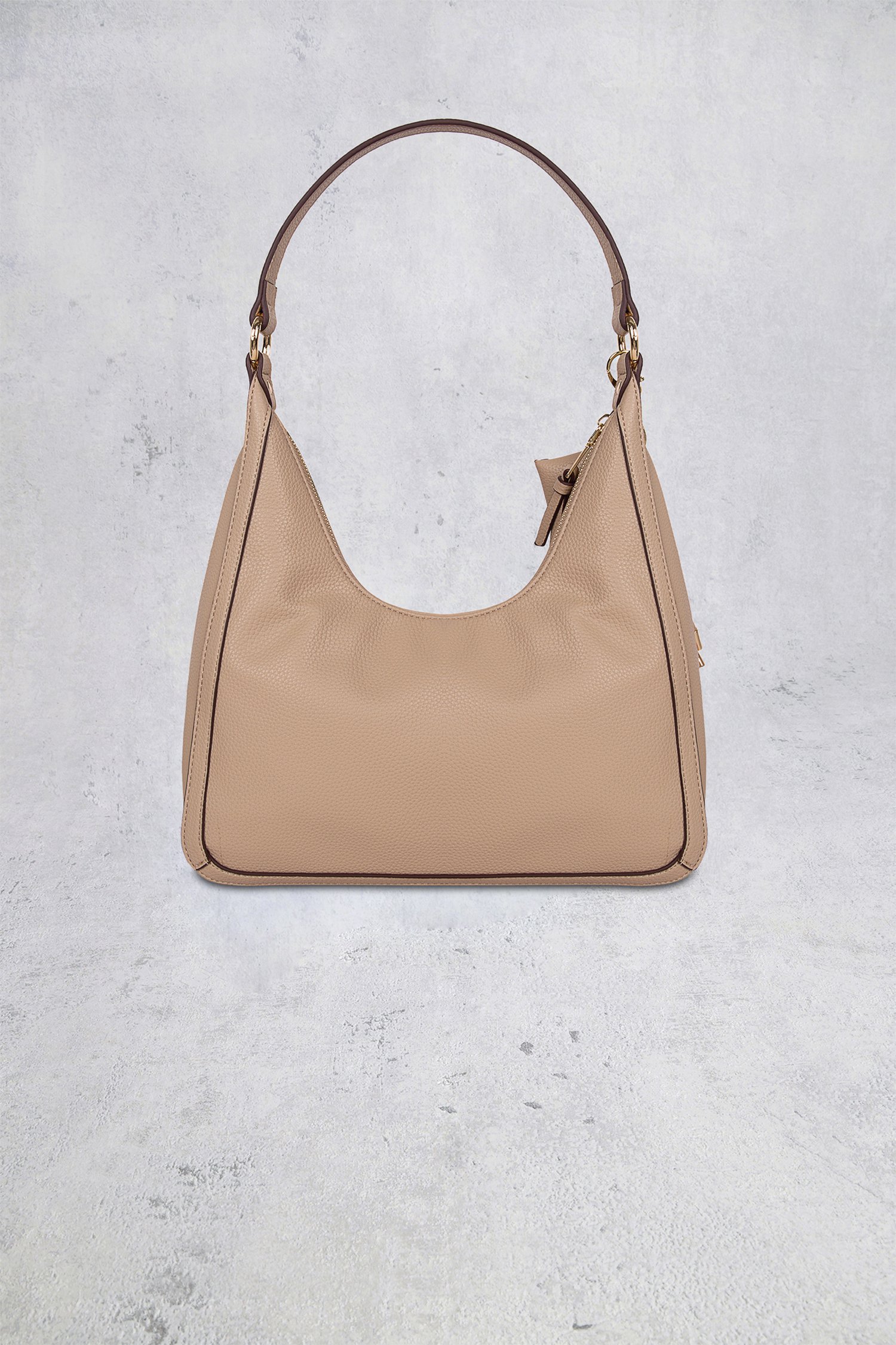 Achterkant van Taupe schoudertas met gouden details door Laurent David voor Dames