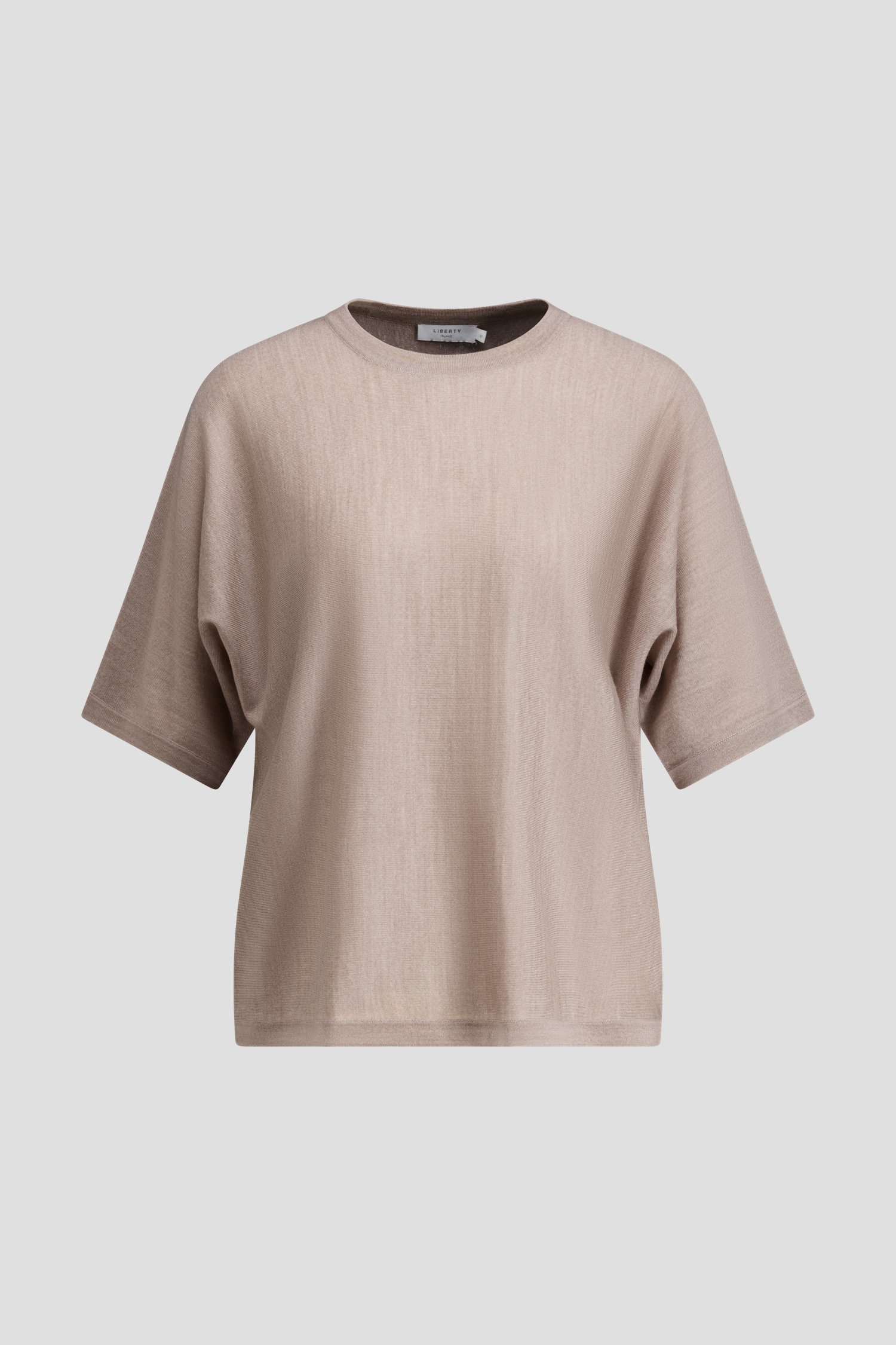 Productfoto 1 van Taupe wollen truitje met korte mouwen door Liberty Island voor Dames