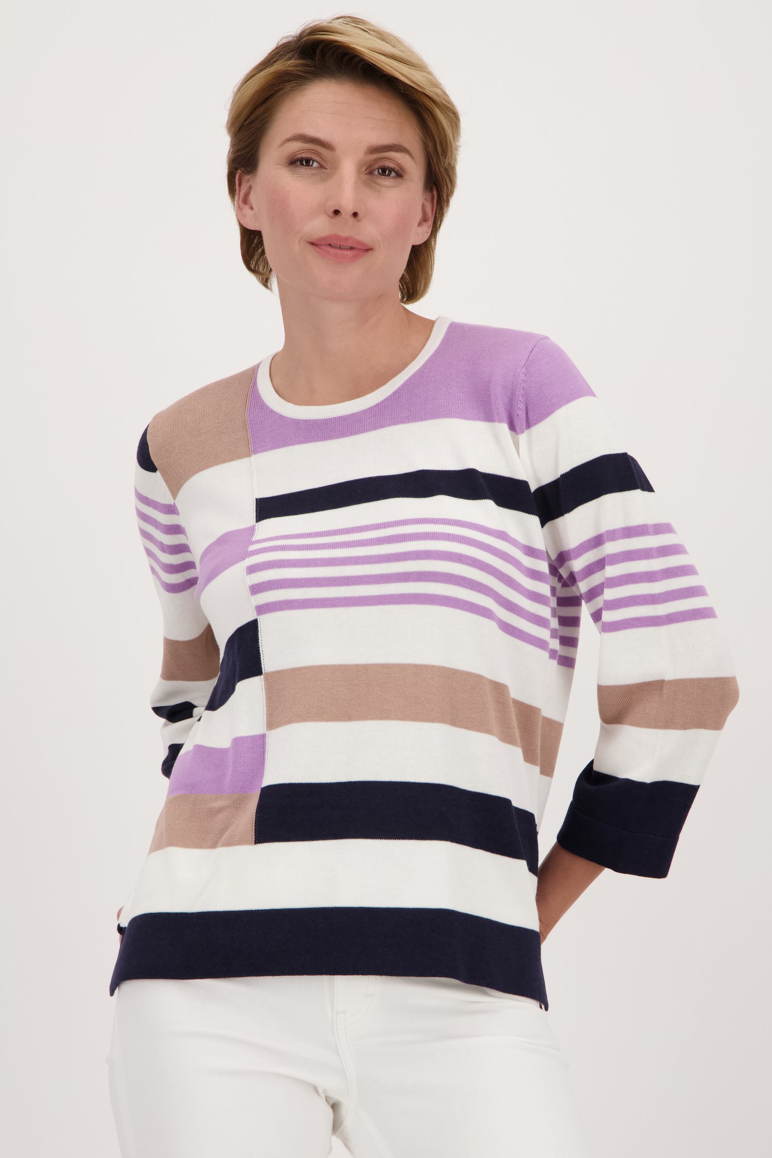 Truitje met breed gestreept patroon van Signature voor Dames