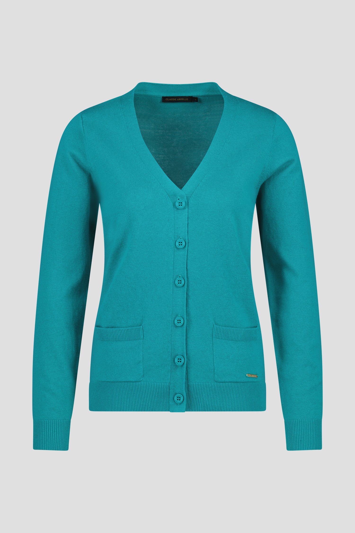 Turquoise cardigan met ton-sur-ton knopen van Claude Arielle voor Dames