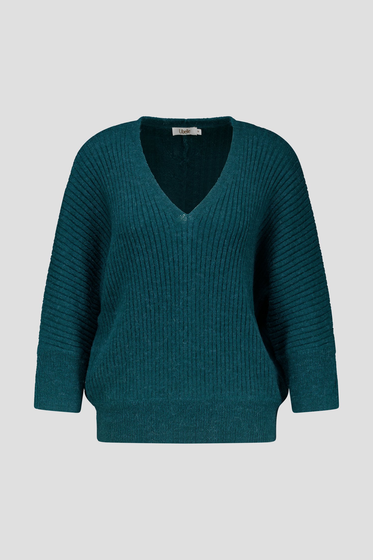 Turquoise ribgebreide trui van Libelle voor Dames