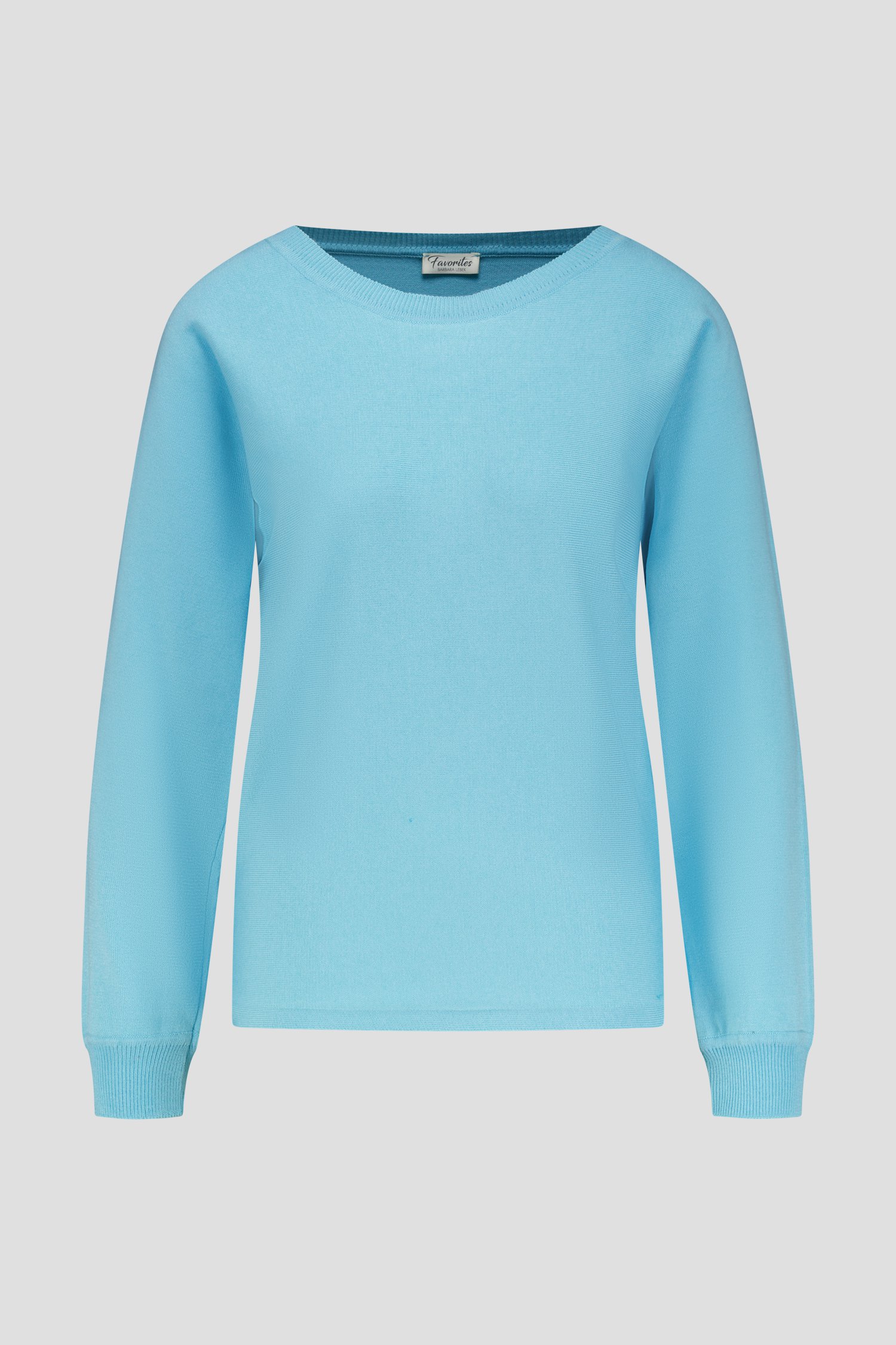 Turquoise trui met ronde hals van Barbara Lebek voor Dames