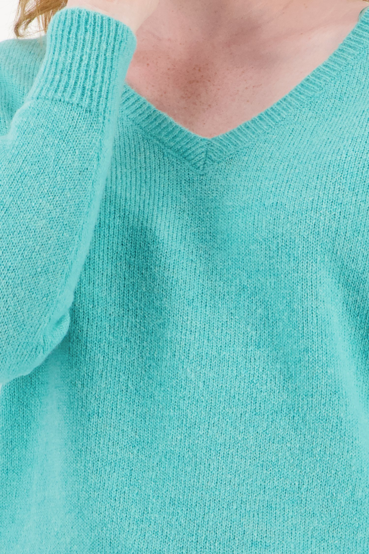Turquoise trui met V-hals van Liberty Loving nature voor Dames