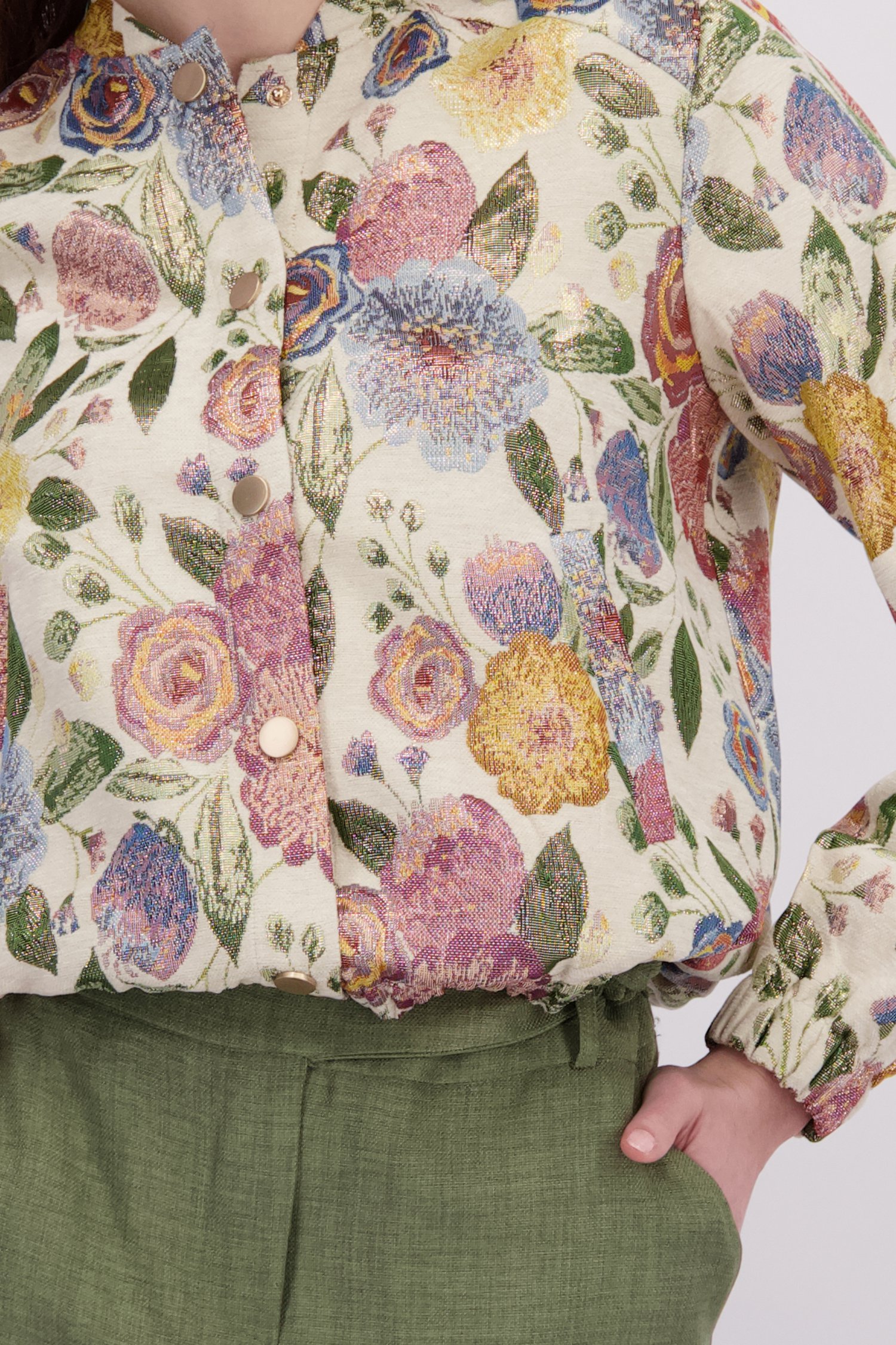 Détail de Veste à motif floral coloré de Geisha pour Femmes