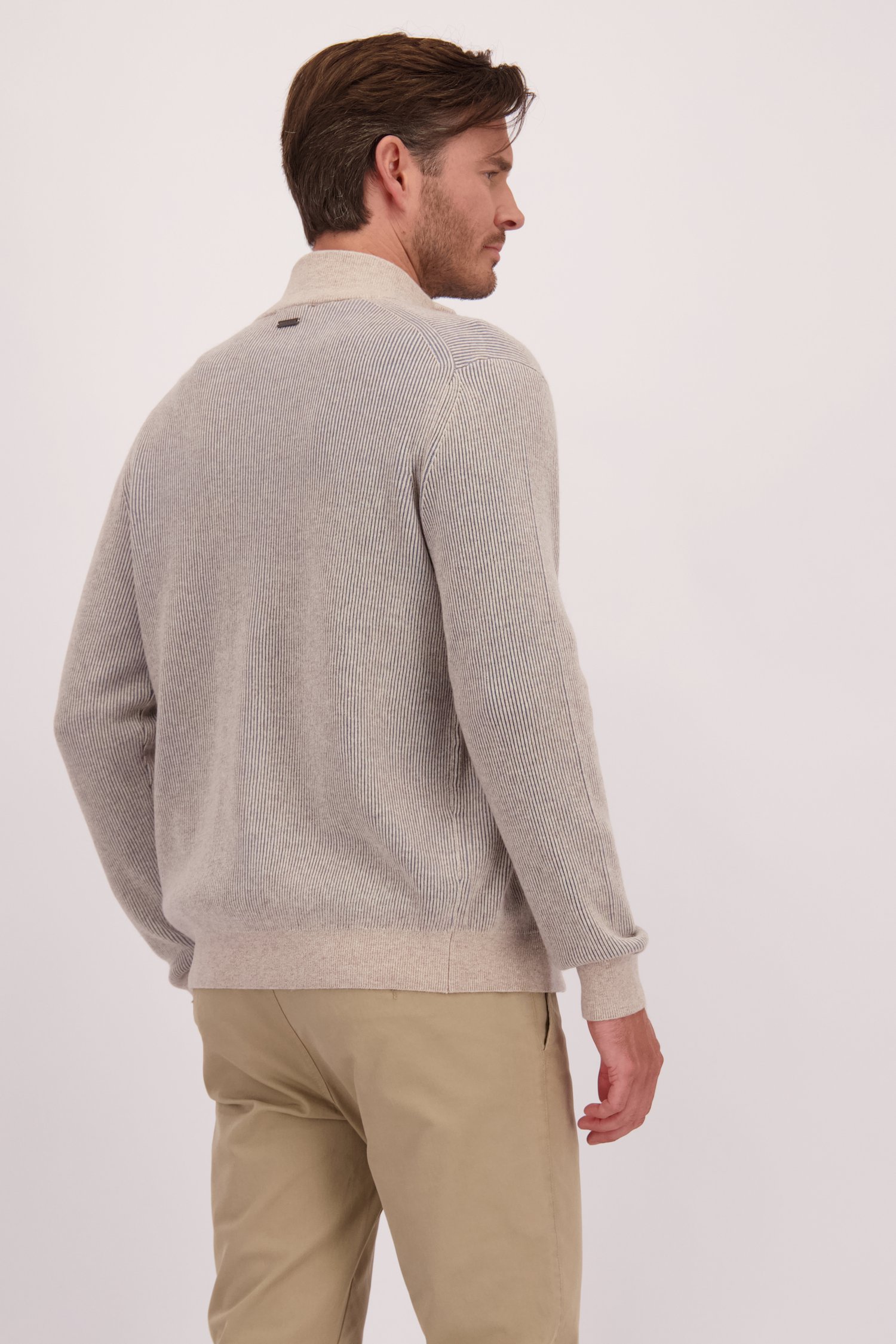 Le dos de Veste beige à rayures avec laine de Upper East pour Hommes