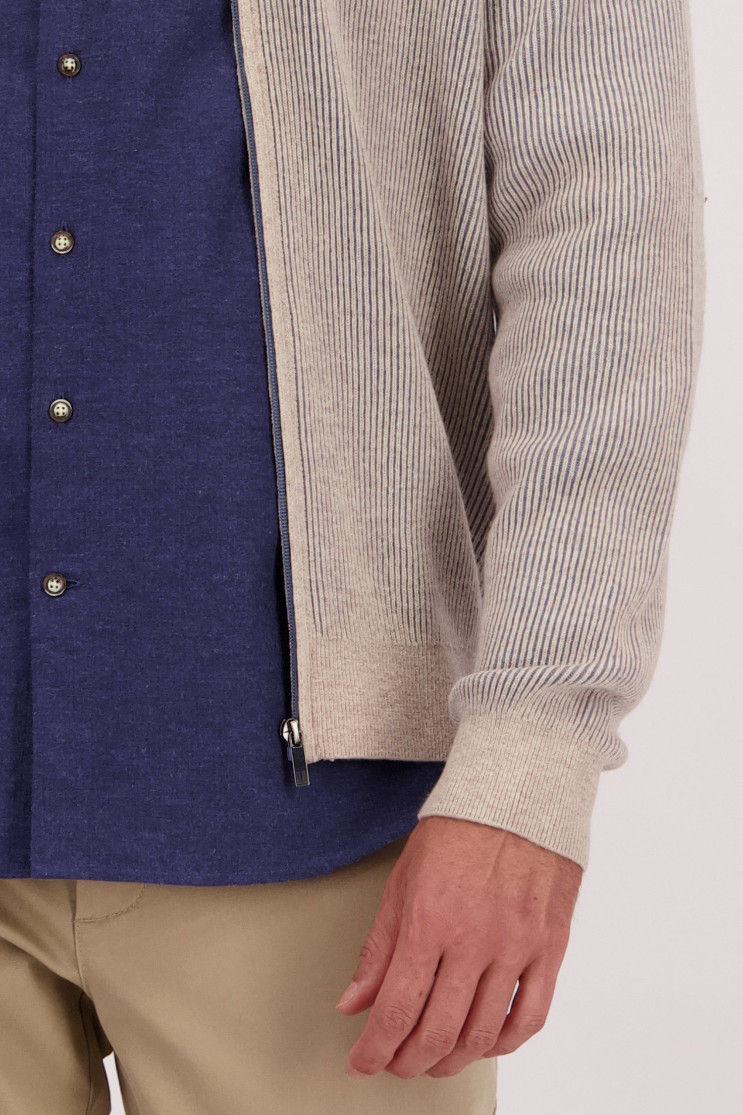 Détail de Veste beige à rayures avec laine de Upper East pour Hommes