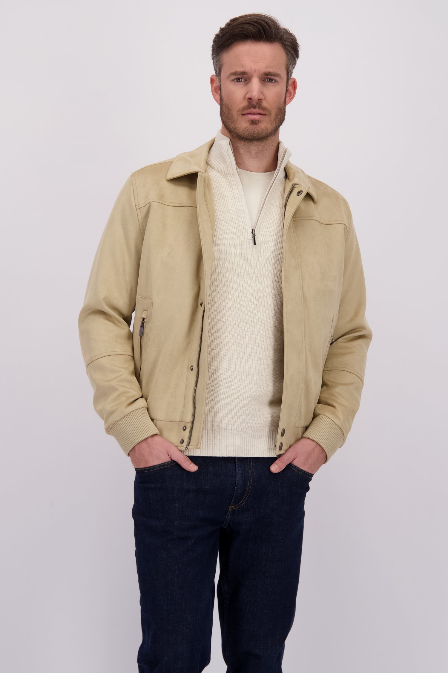 Le devant de Veste beige effet suédine de Upper East pour Hommes