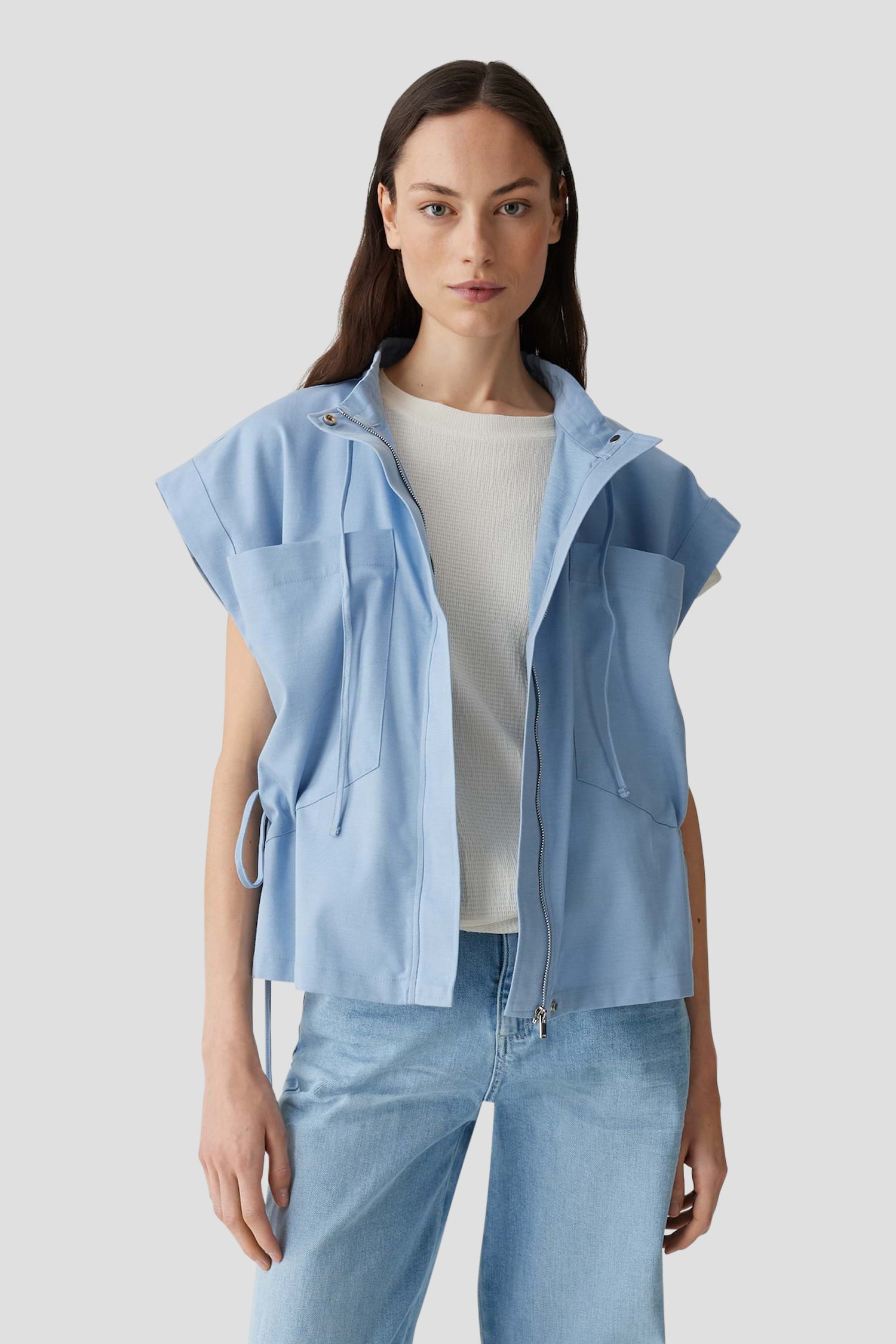Veste bleu clair à manches courtes de Opus pour Femmes