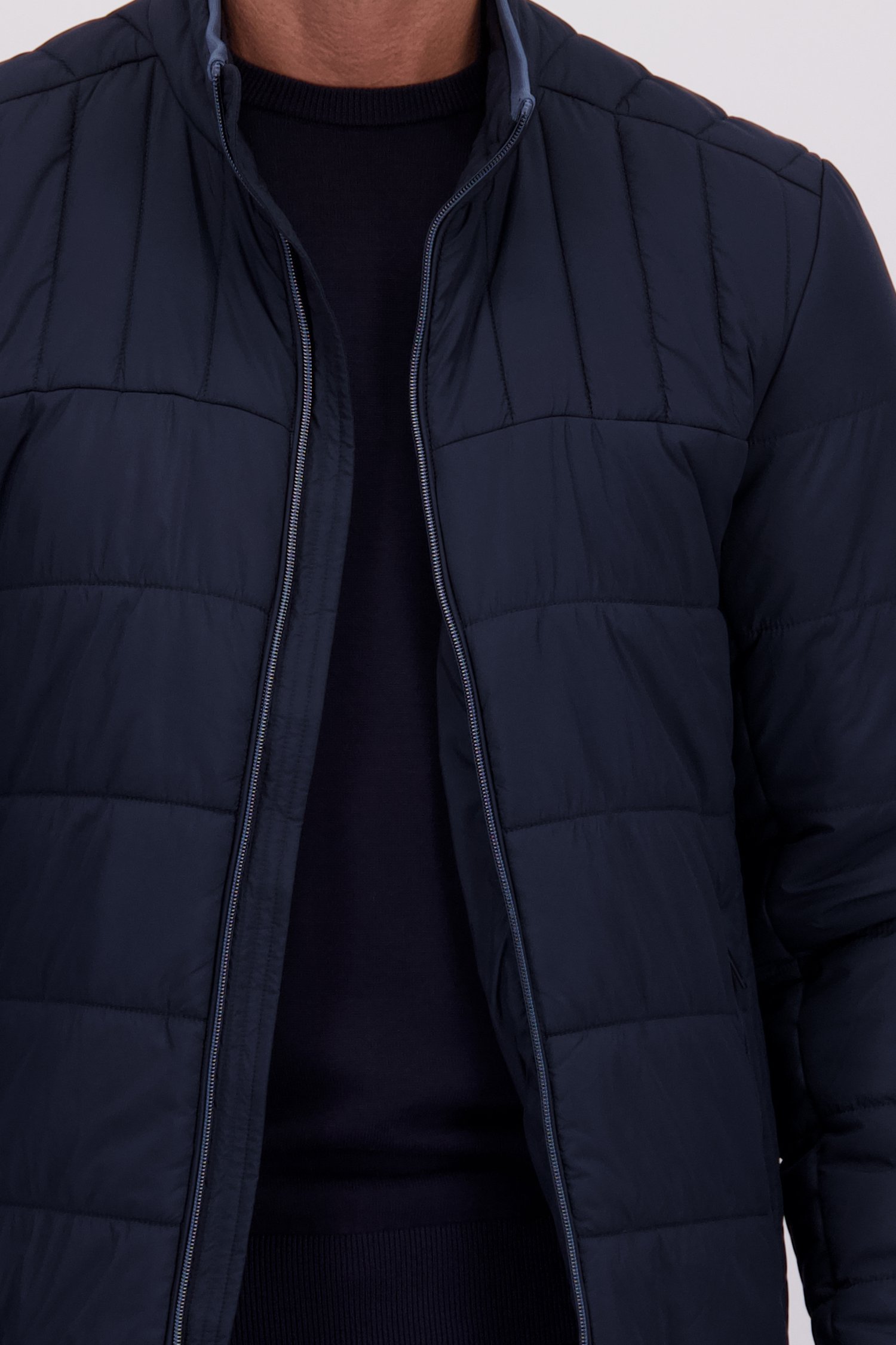Détail de Veste bleu foncé légèrement matelassée de Dansaert Blue pour Hommes