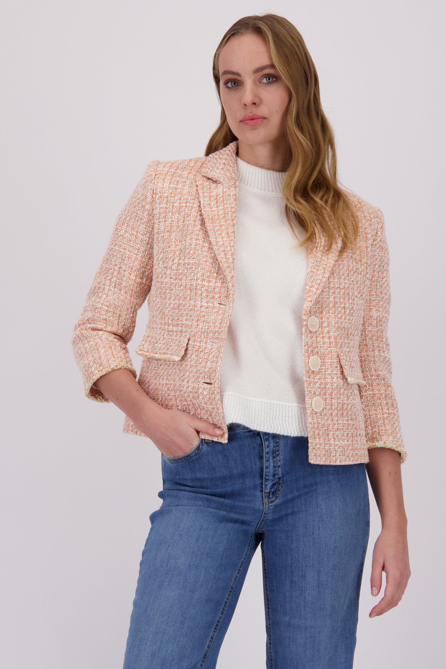 Veste bouclé orange de More & More pour Femmes