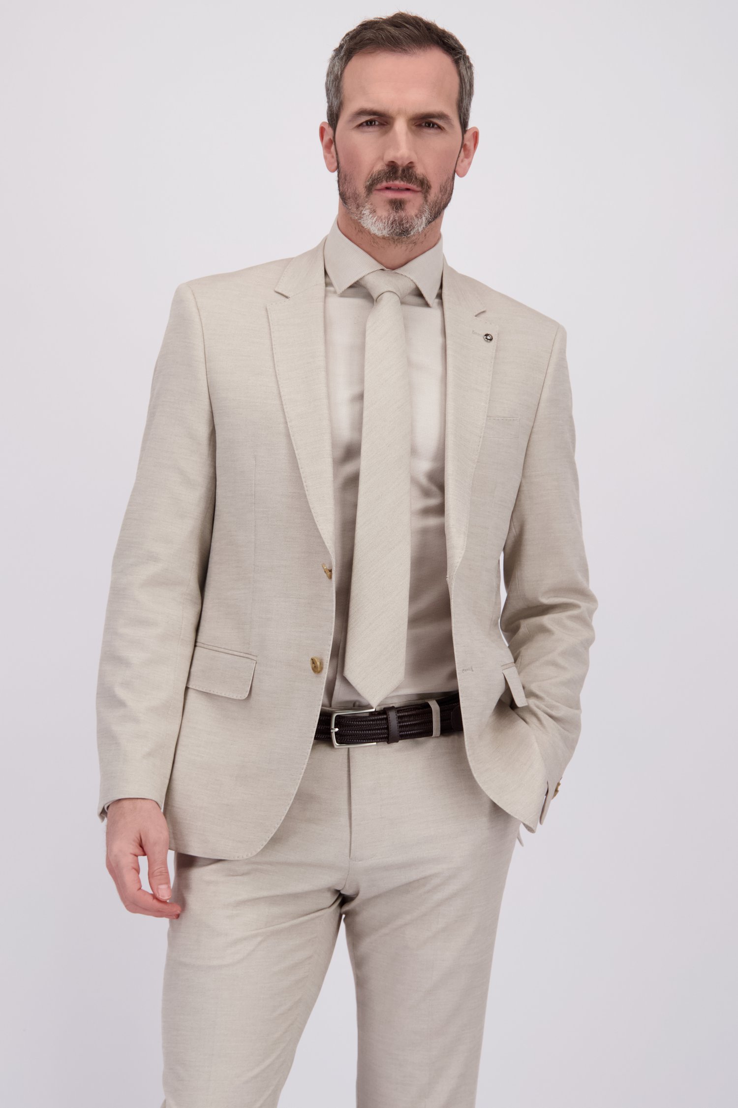 Le devant de Veste de costume beige chiné – Regular fit de Dansaert Black pour Hommes