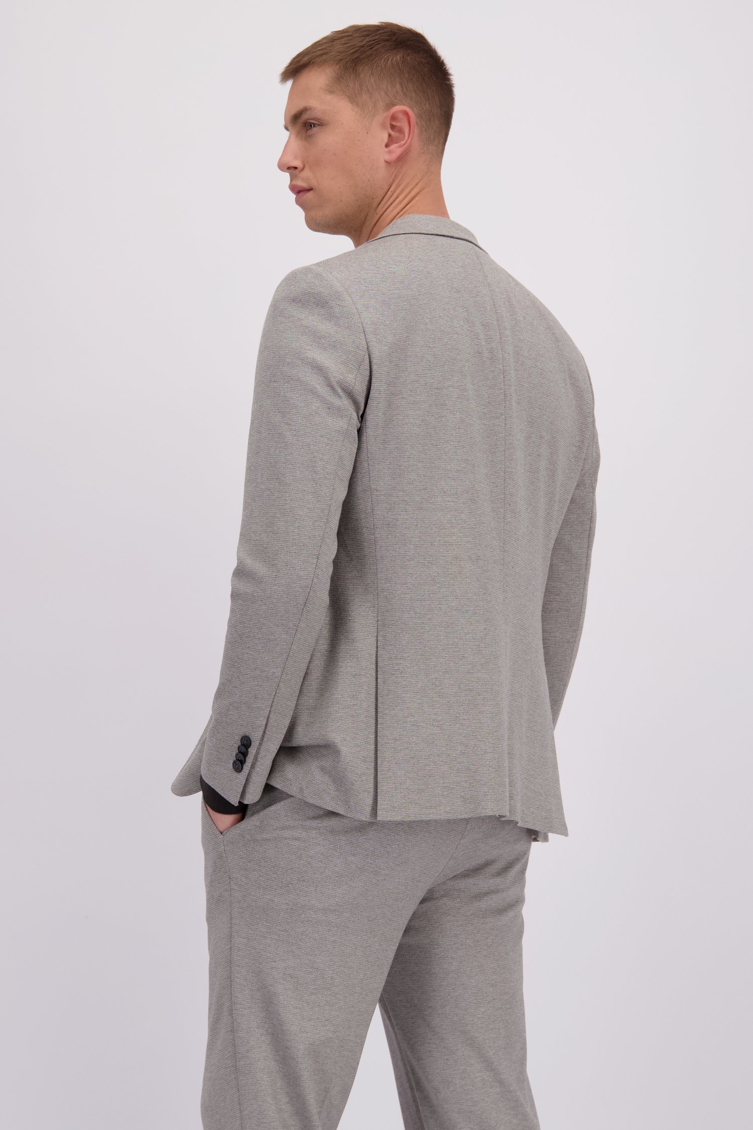 Le dos de Veste de costume chiné gris-beige  de Benvenuto pour Hommes