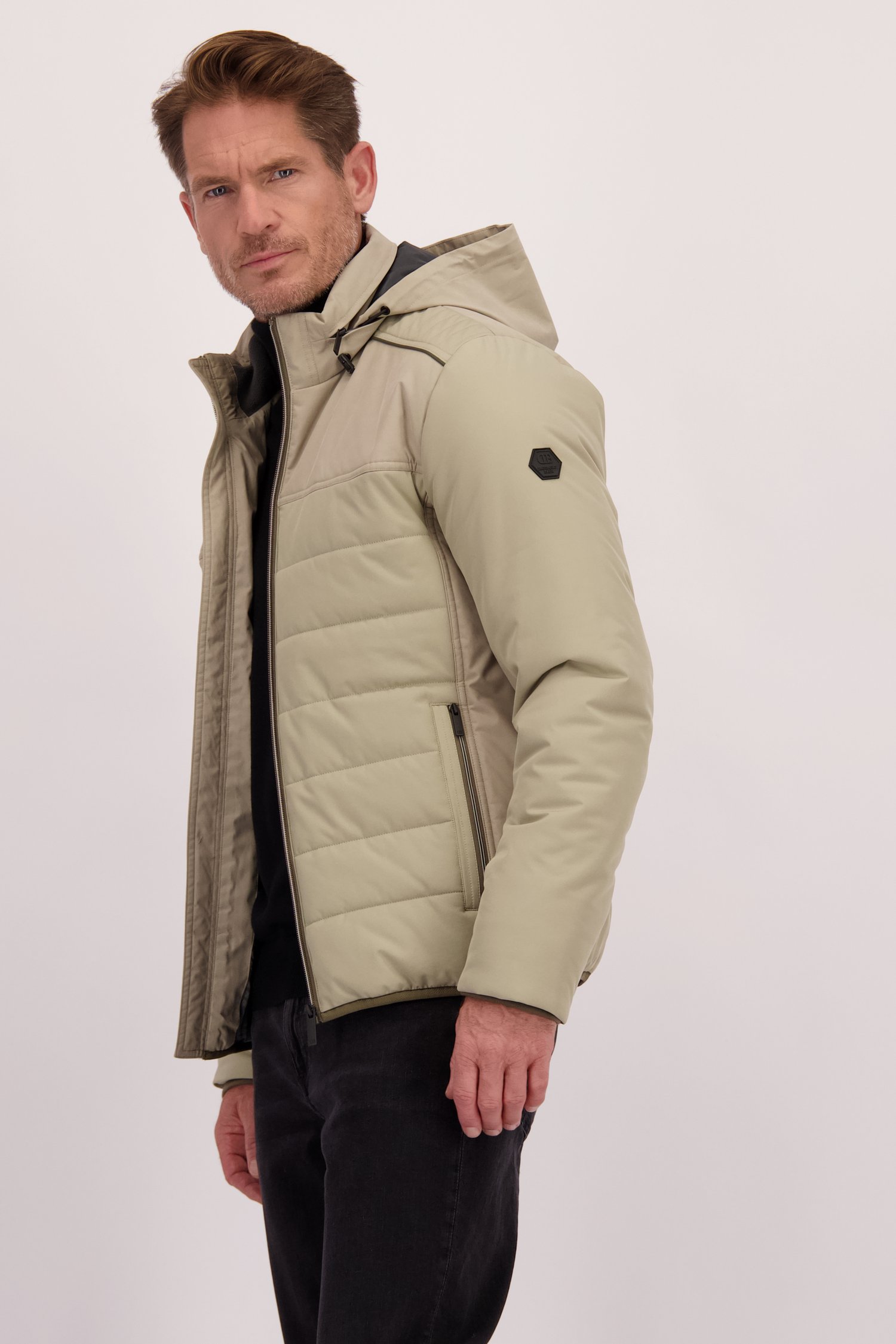 Le devant de Veste doublée beige clair avec capuche amovible de Dansaert Blue pour Hommes