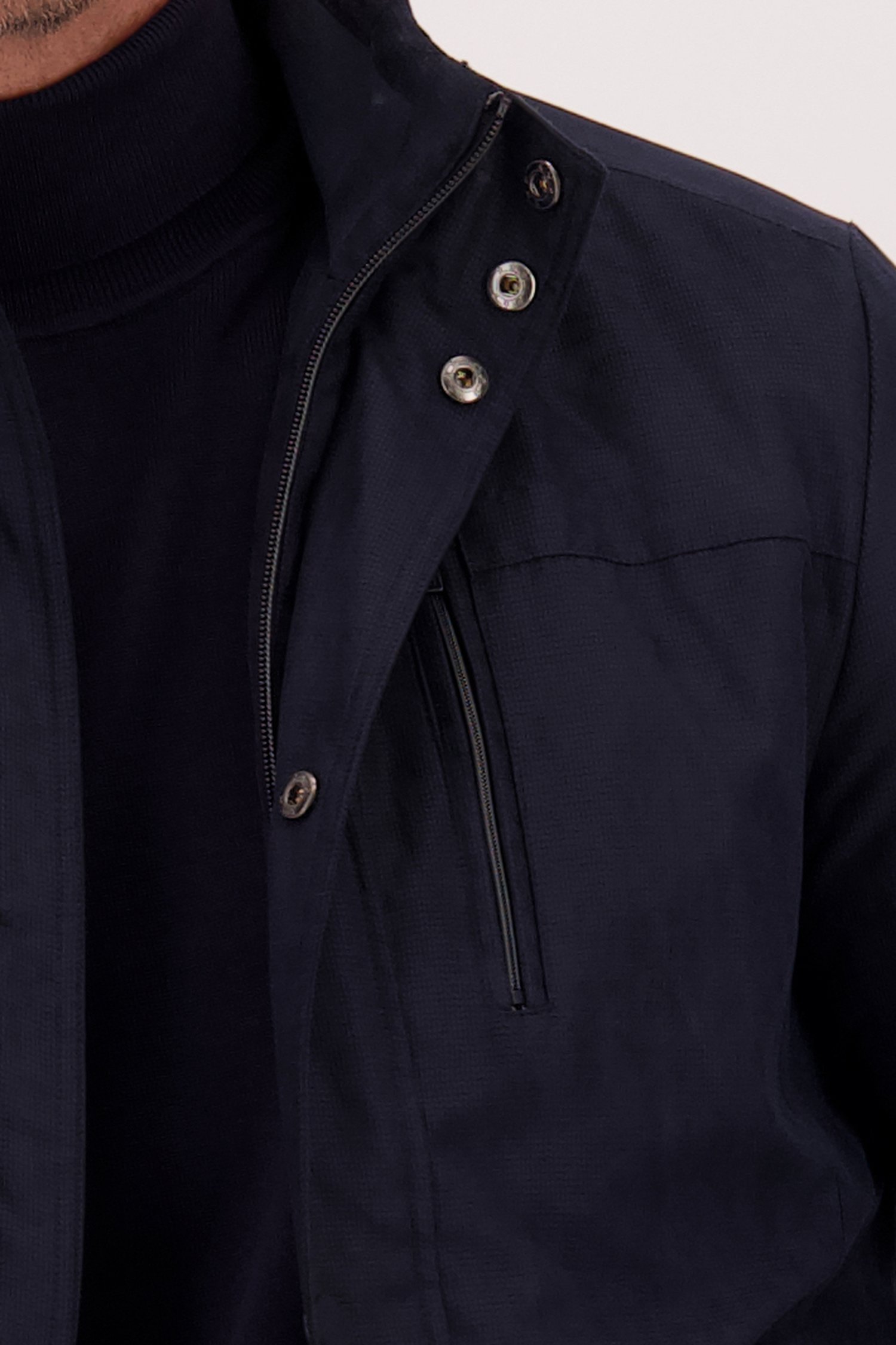 Détail de Veste doublée bleu foncé avec capuche amovible de Dansaert Blue pour Hommes