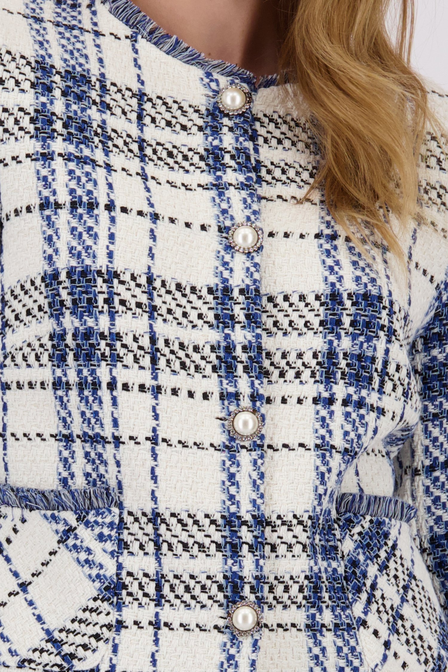 Veste en bouclé blanc avec motif à carreaux	 de More & More pour Femmes