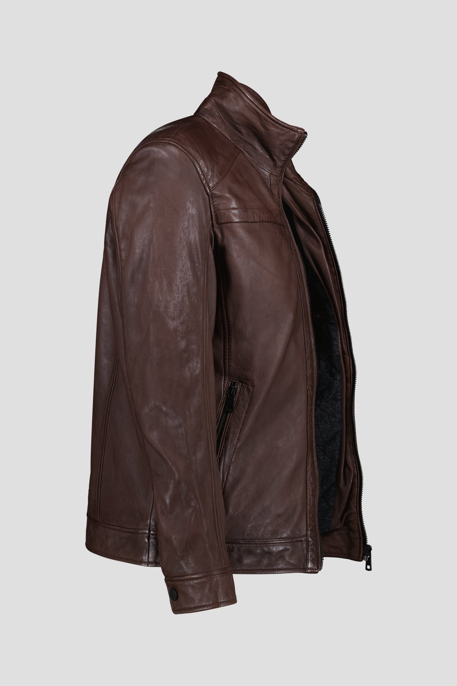 Veste en cuir marron de e5 pour Hommes