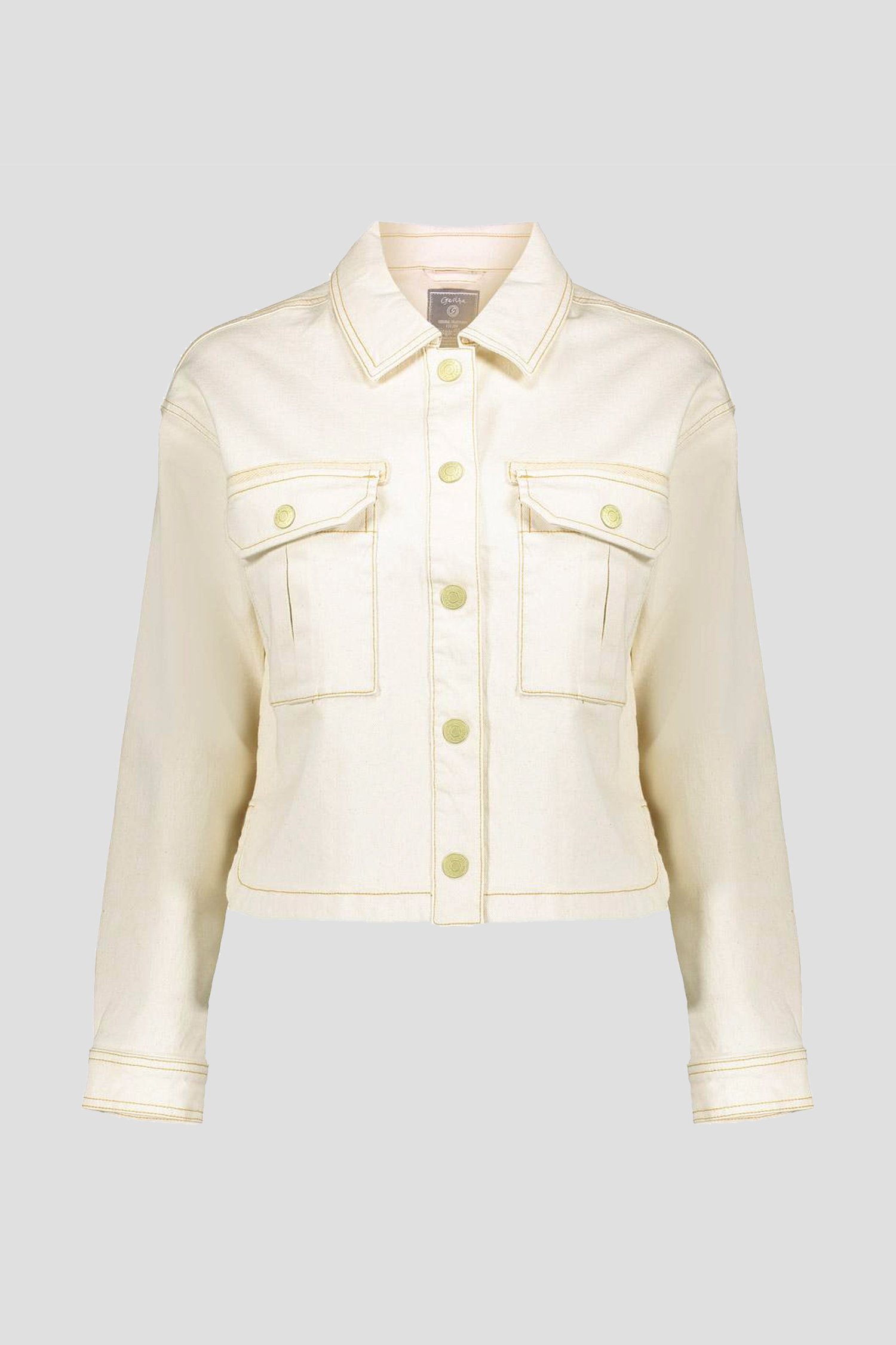 Veste en jean beige à boutons de Geisha pour Femmes