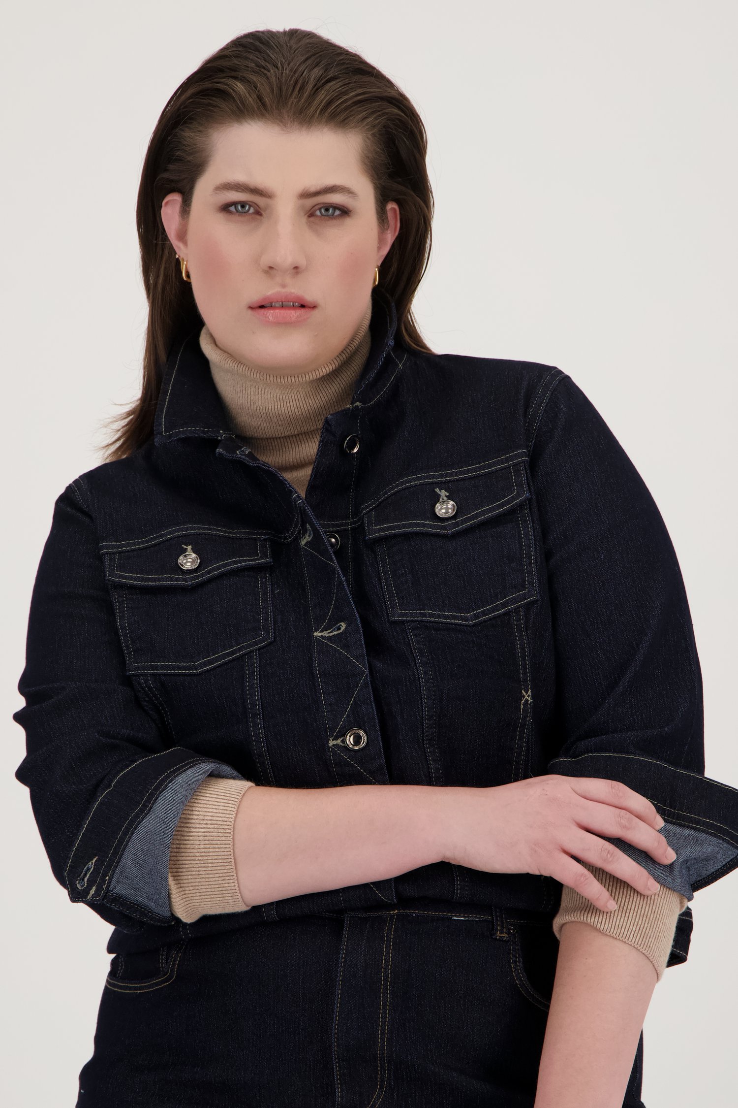 Veste en jean bleu foncé de Only Carmakoma pour Femmes