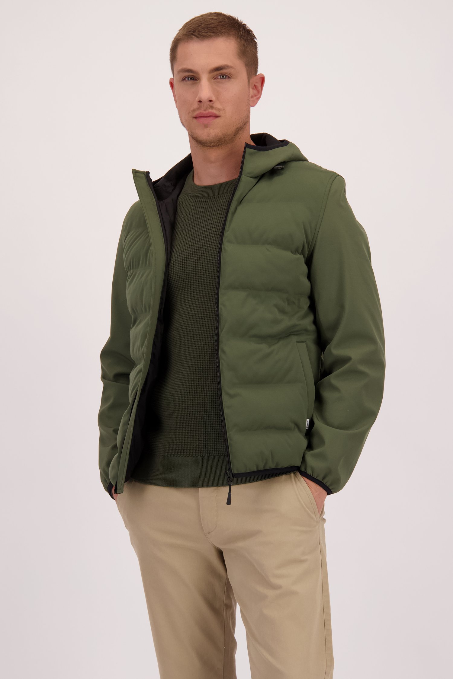 Le devant de Veste kaki avec capuche de Casual Five de Casual Five pour Hommes