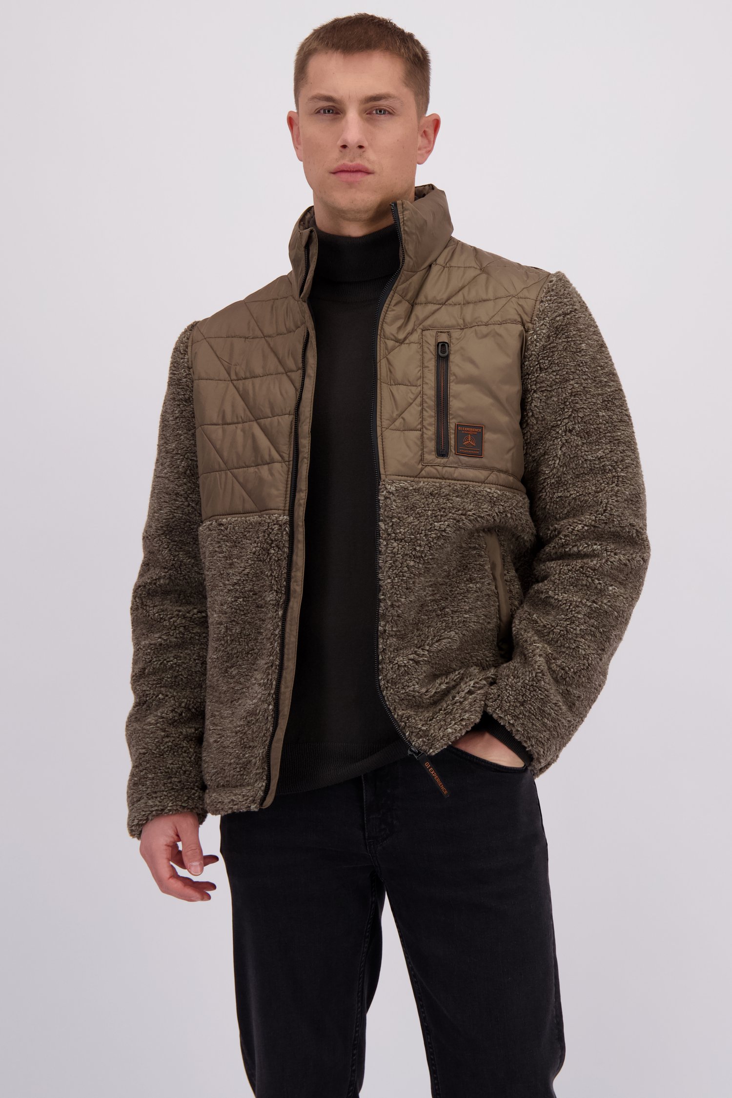 Le devant de Veste marron avec teddy de Gate One pour Hommes