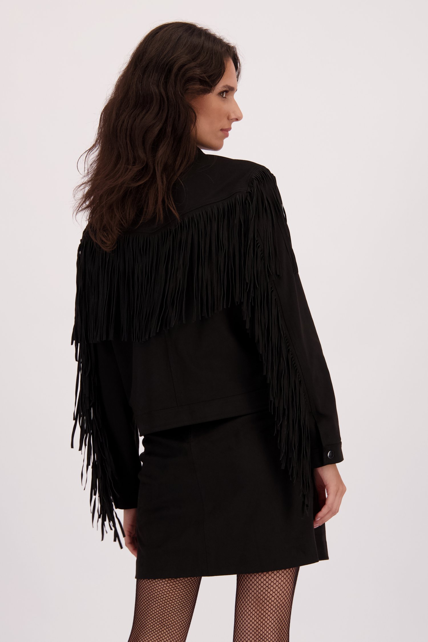 Le dos de Veste noire à franges de Louise pour Femmes