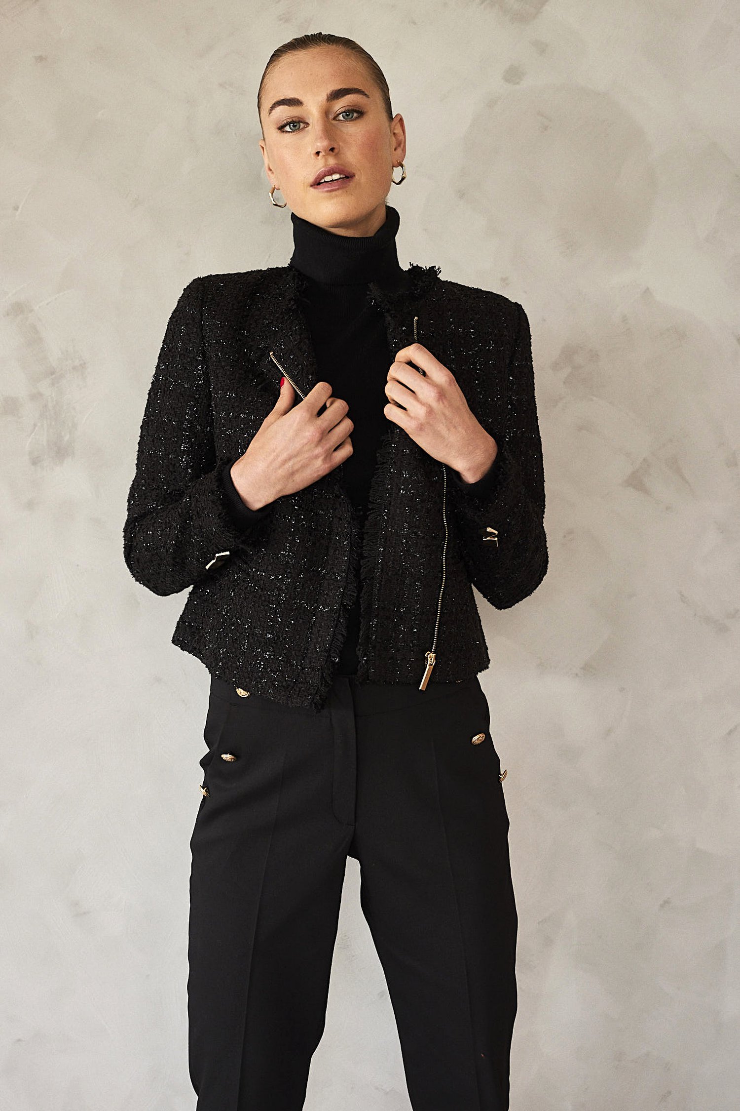 Veste noire en bouclé brillant de D'Auvry pour Femmes