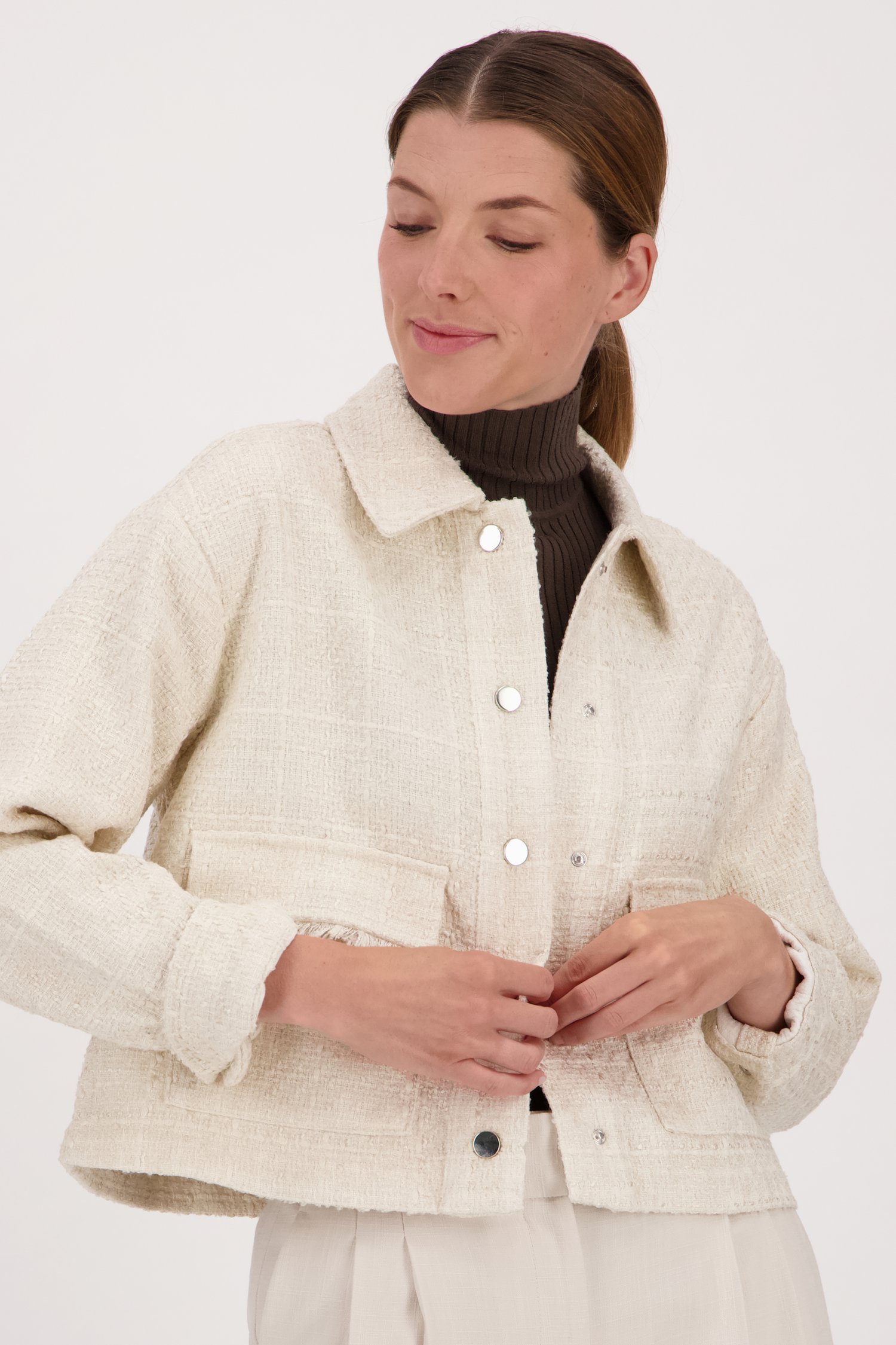 Vestje in beige bouclé van Opus voor Dames