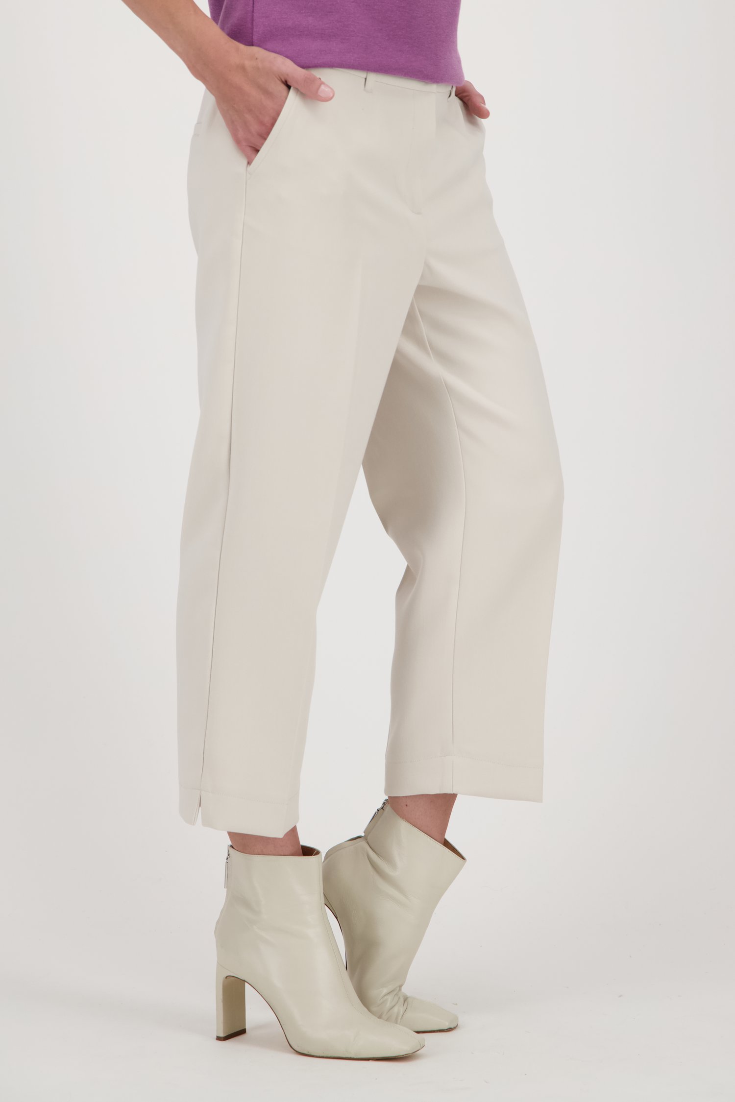 Wijde beige broek - 7/8 lengte van Claude Arielle voor Dames