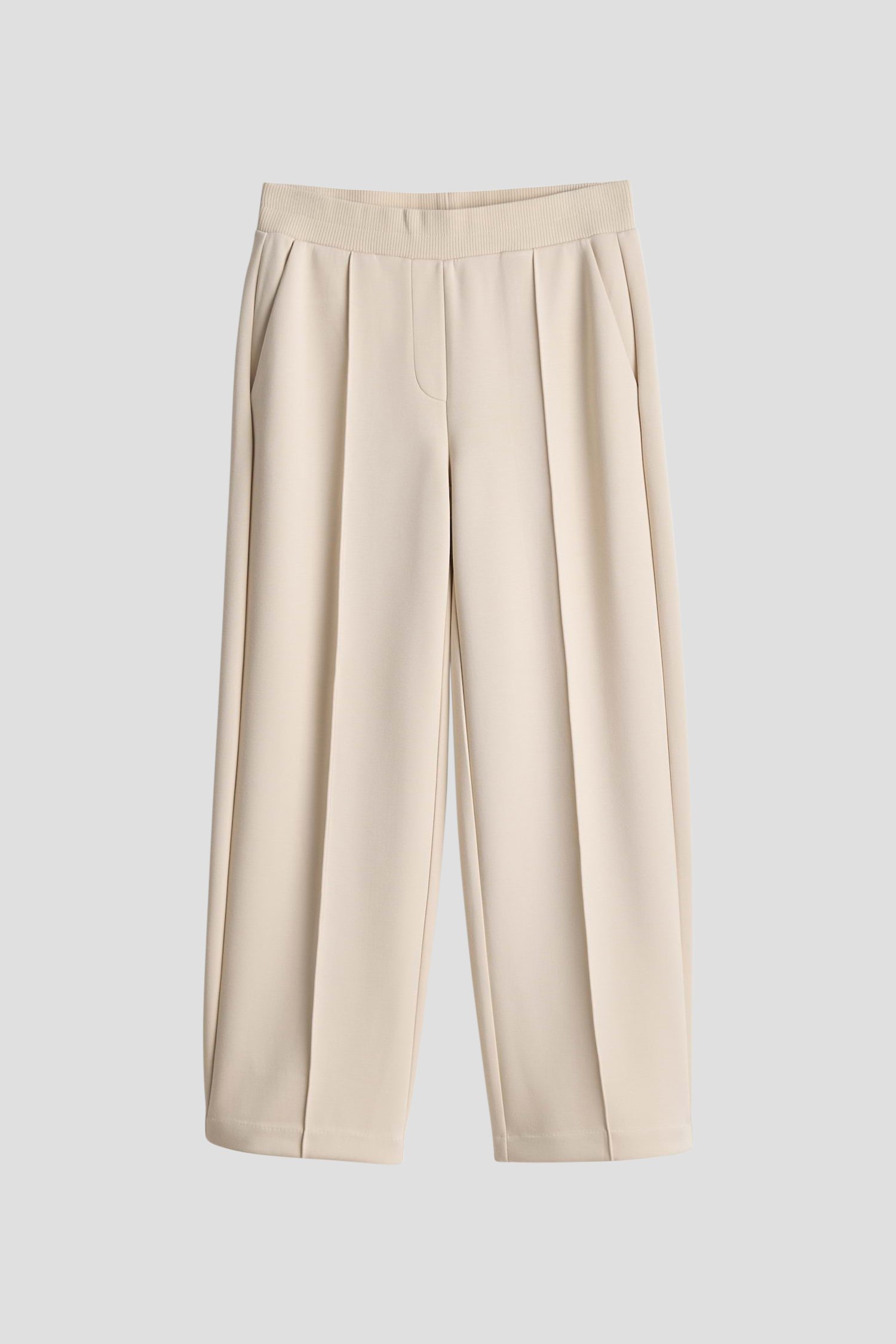 Productfoto 1 van Wijde beige broek in sweatstof door Opus voor Dames