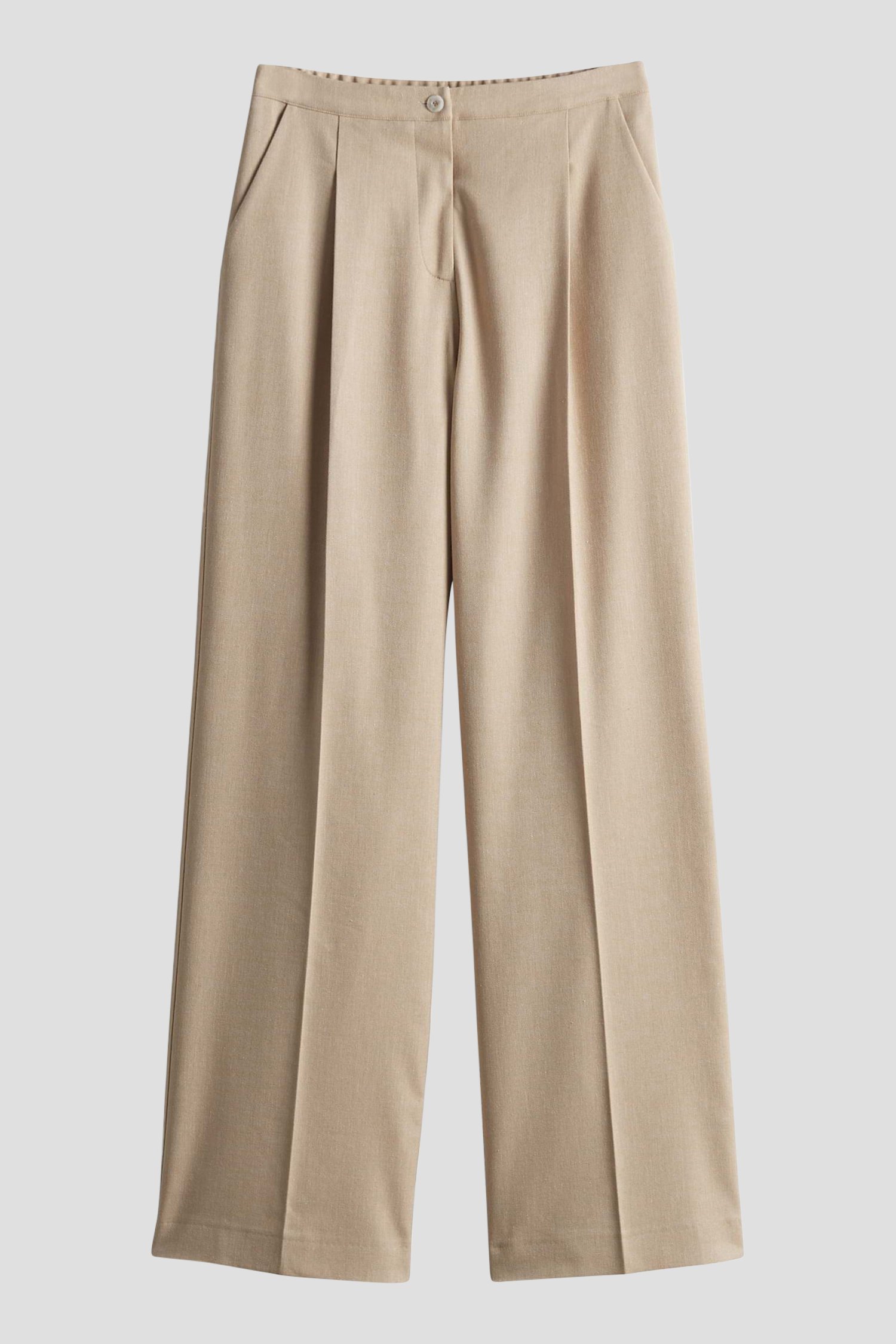 Wijde beige broek met elastische taille van Opus voor Dames