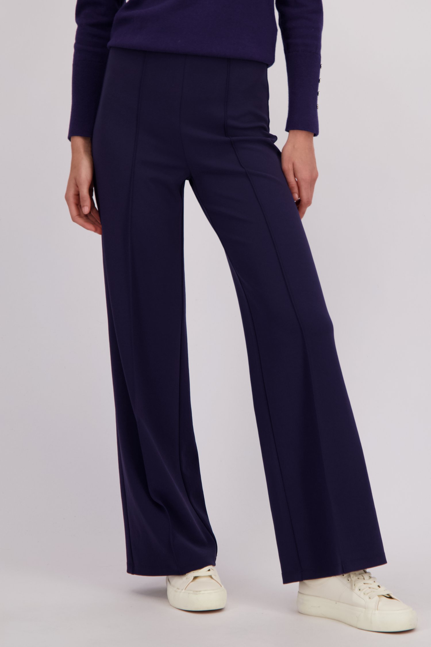 Voorkant van Wijde blauwe broek met elastische taille door Liberty Island voor Dames