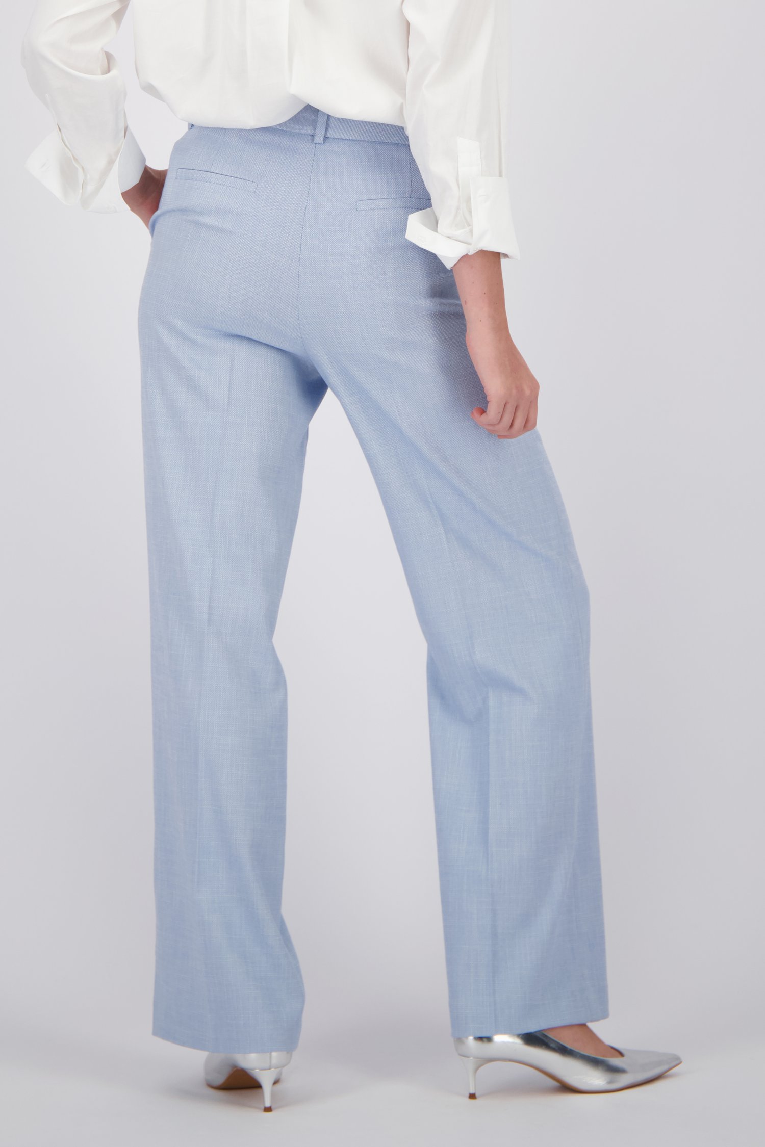 Wijde blauwe broek met gemêleerde look van More & More voor Dames